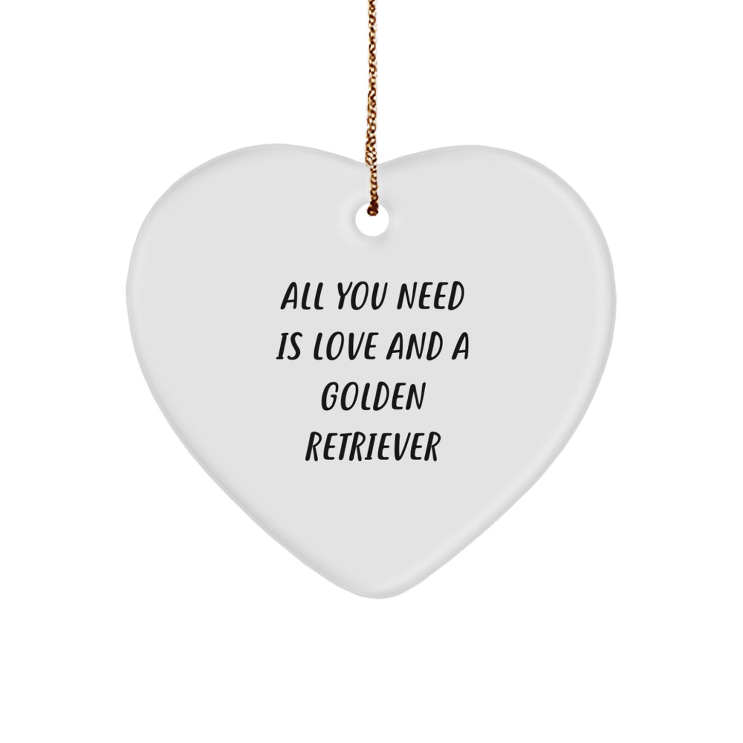 Golden Retriever Dog Gifts from Family - Heart Ornament with 'All You Need Is Love' Quote for Christmas - Image 1