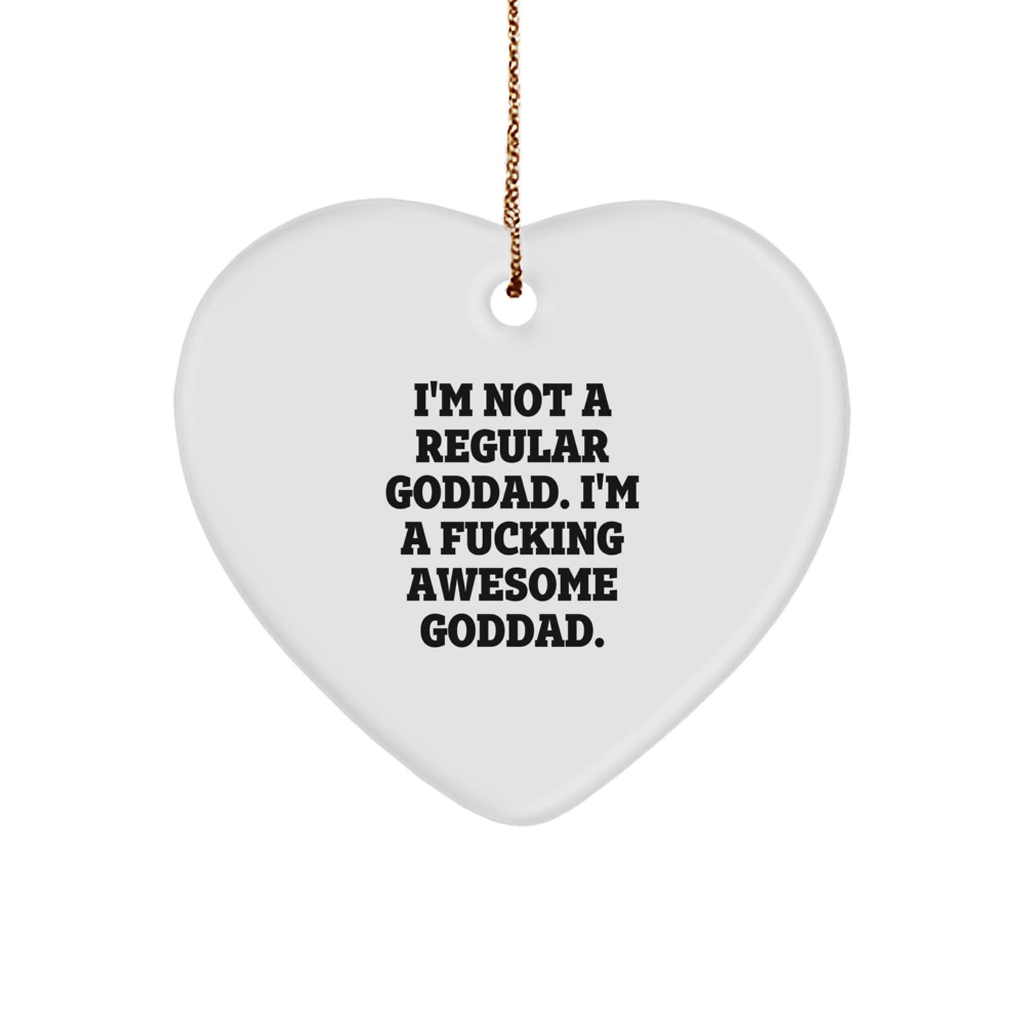 Funny Goddad Gifts from Men, Heart Ornament for Awesome Goddad, Christmas Unique Gifts - Image 1