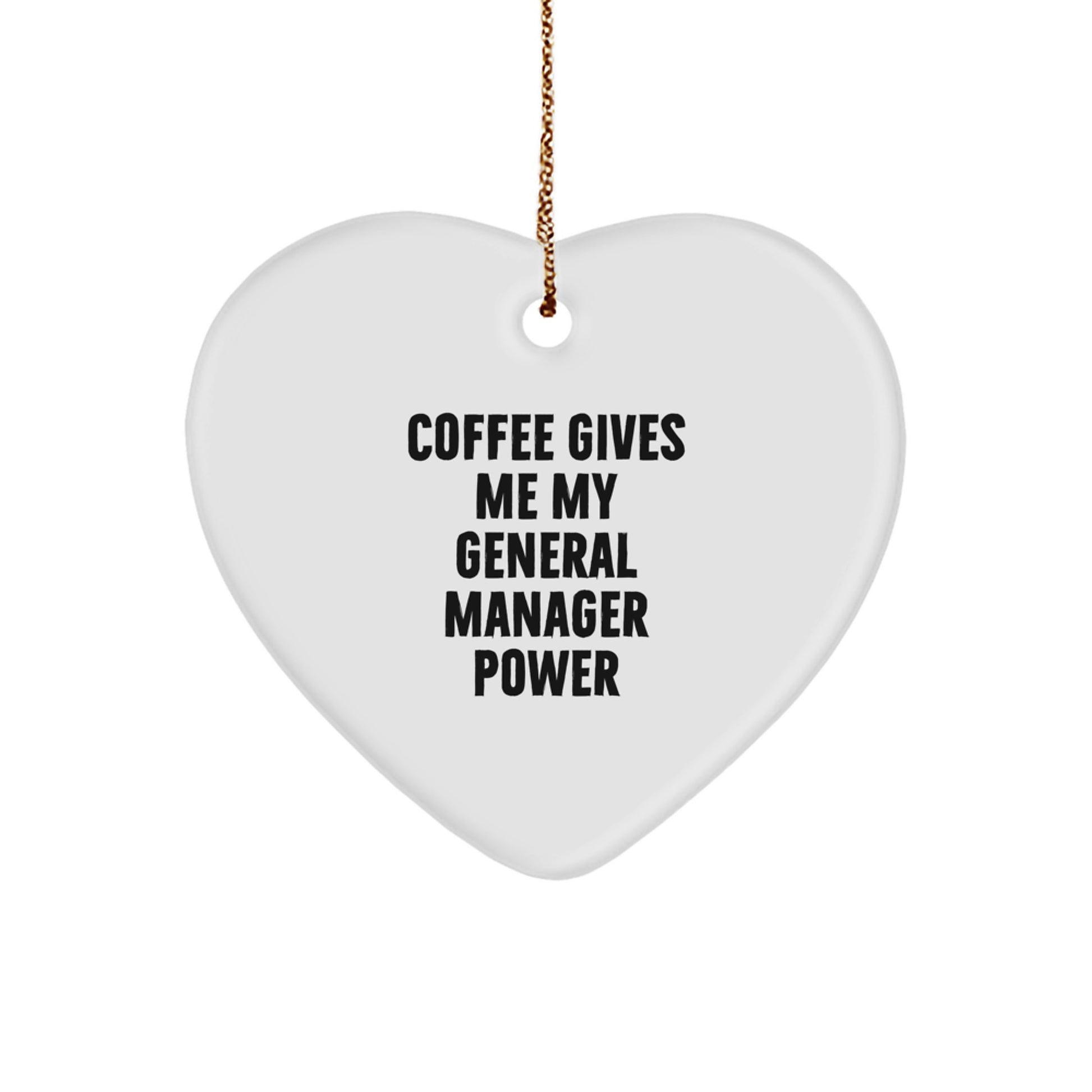 Funny General Manager Gifts, Coffee Fueled Power, Heart Ornament for Christmas Unique Gifts from Friends to General Manager - Image 1