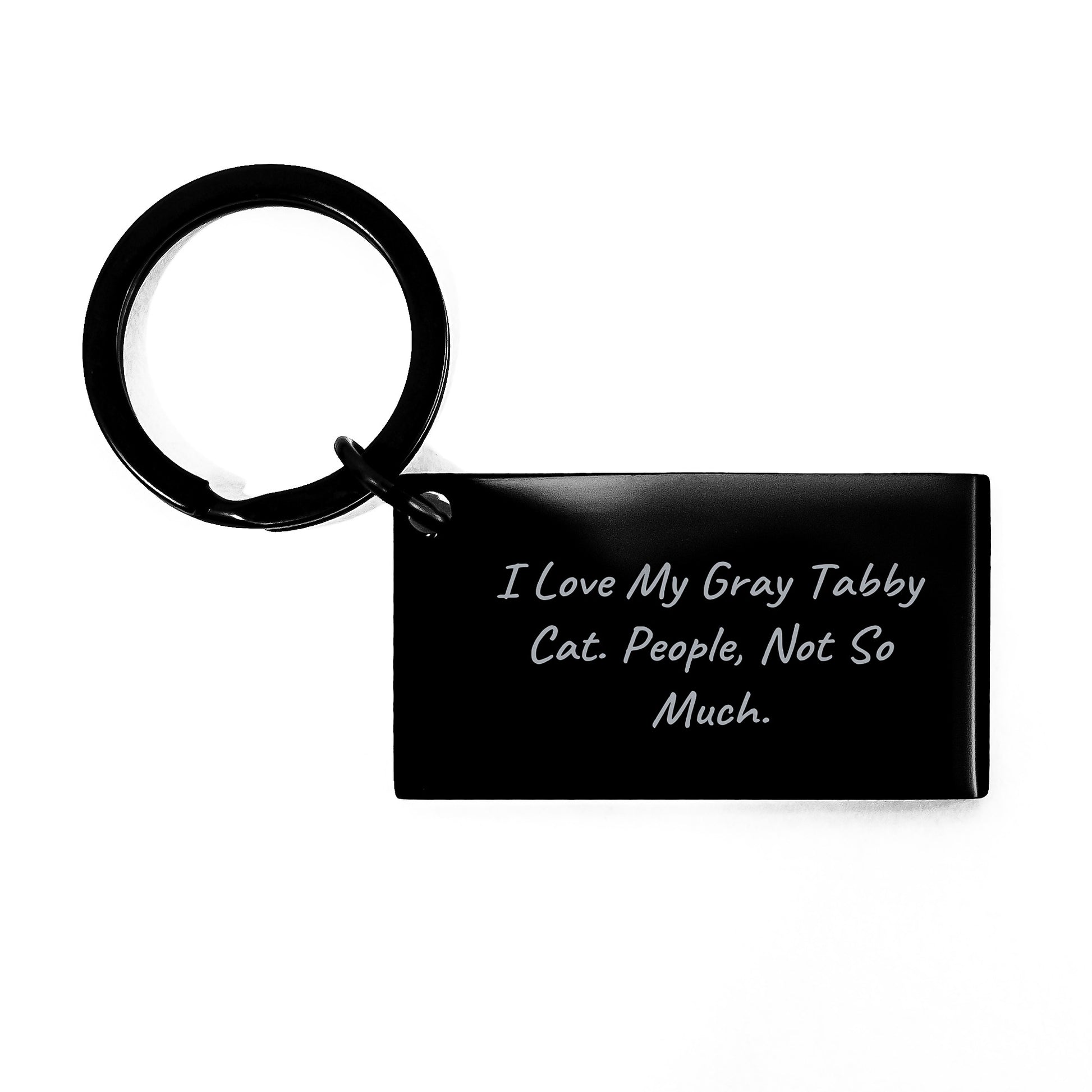 Funny Gray Tabby Cat Gifts from Men to Friends, Birthday Unique Gifts for Gray Tabby Cat Enthusiasts, Keychain with Inspirational Quote - Image 1
