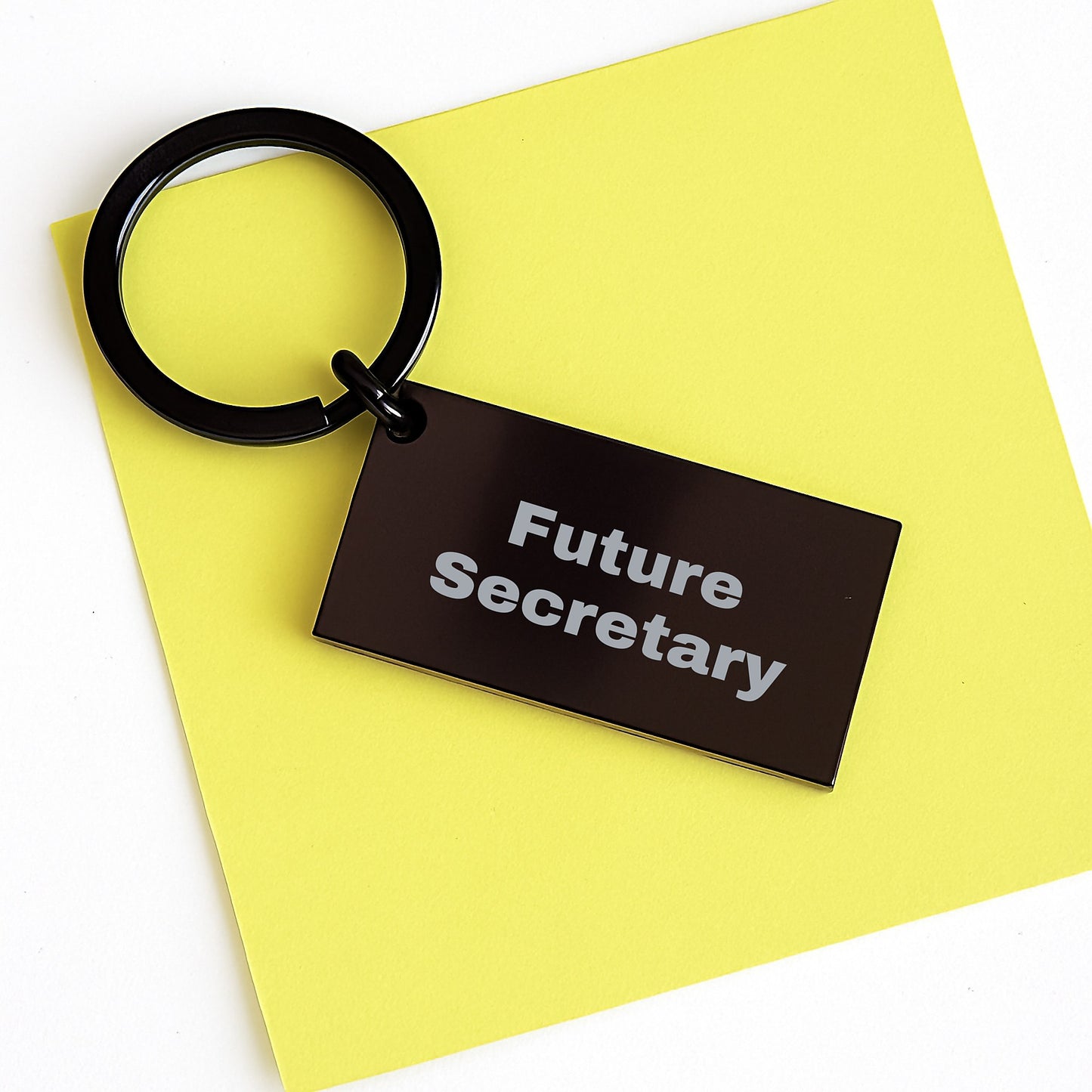 Funny Future Secretary Keychain Gifts from Friends, Inspirational Quote for Graduation, Secretary Keychain, Engraved Message, Stainless Steel, Black Color - Image 3