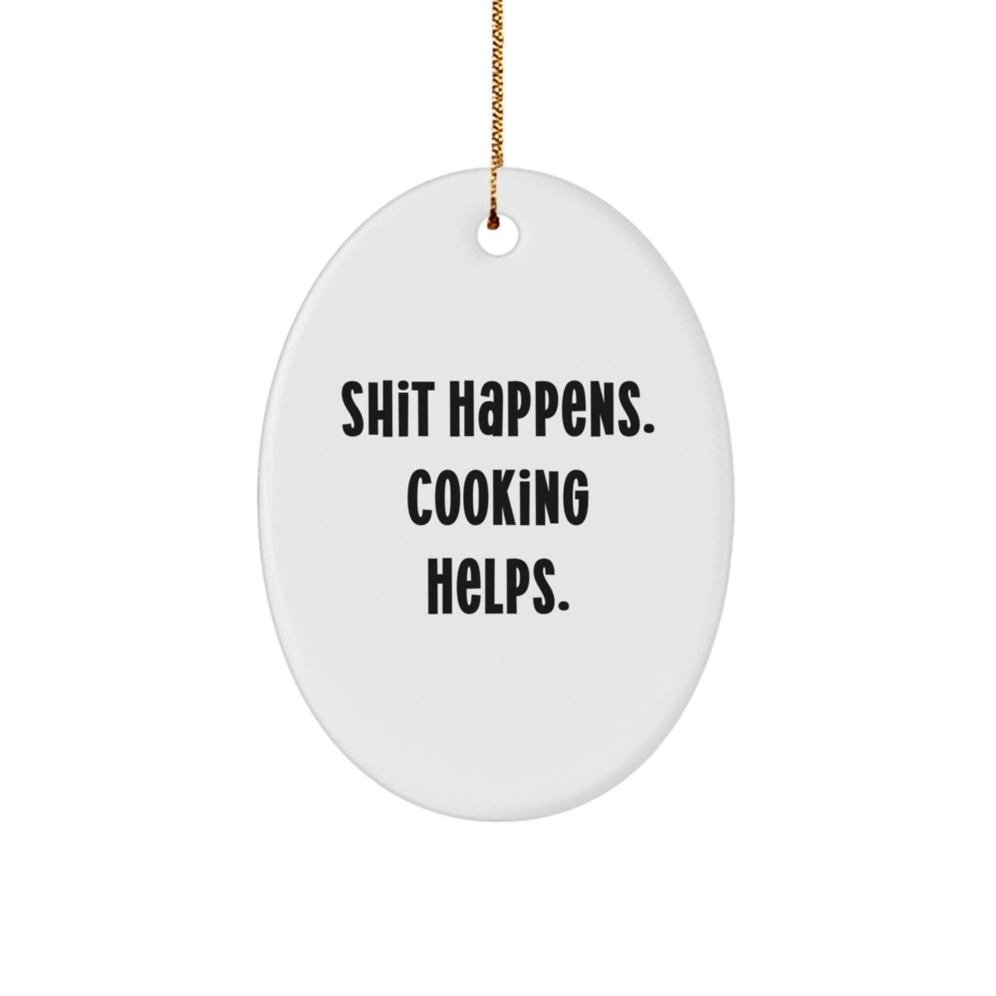 Funny Cooking Oval Ornament Gifts from Men to Women Friends and Family for Christmas - Image 1