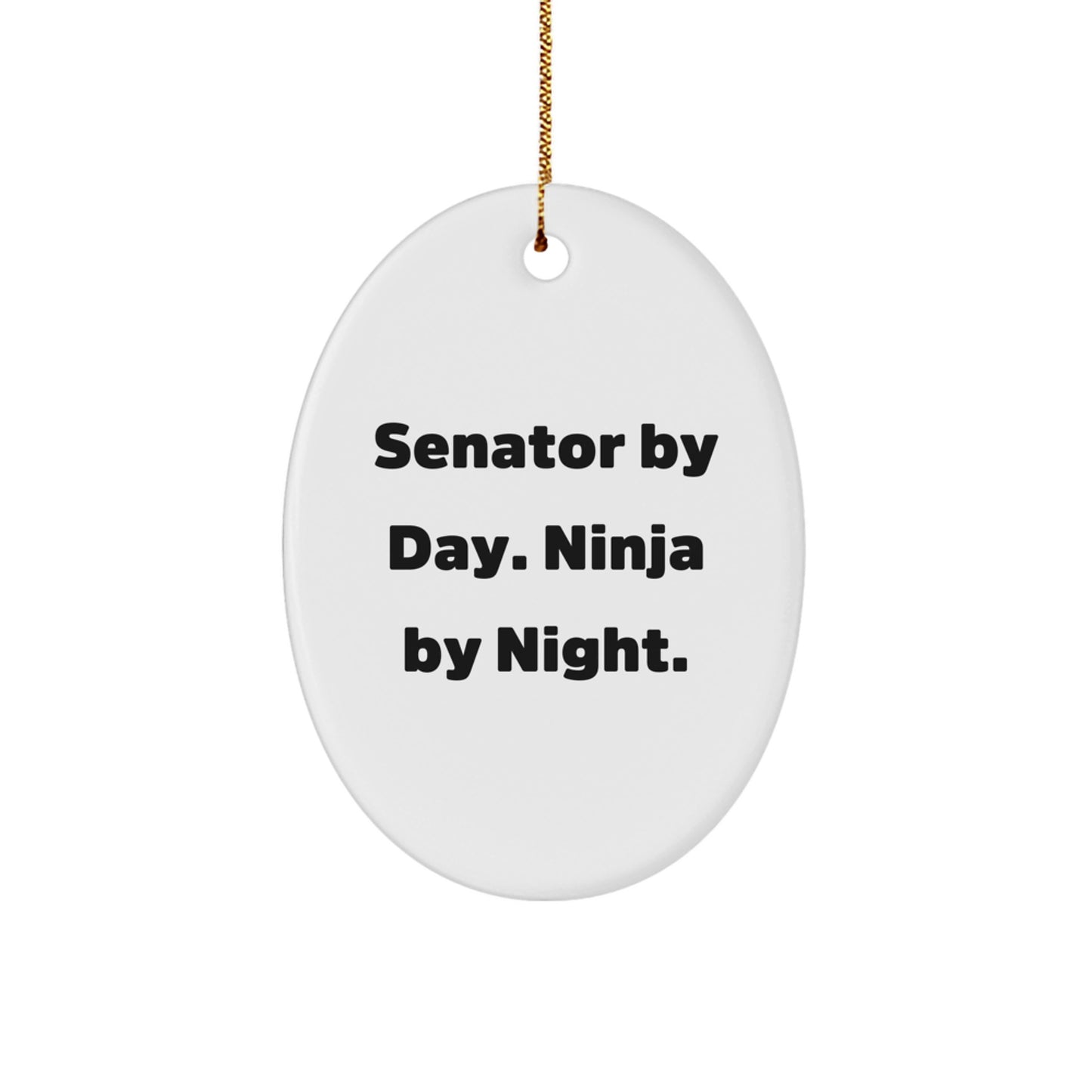 Senator Gifts By Day, Ninja By Night Oval Ornament, Funny Christmas Unique Gifts for Senator, Senator Ornament, Senator By Day Ninja Night Ornament - Image 1