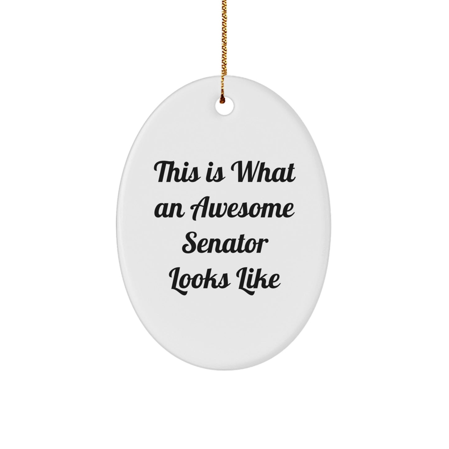 Senator Gifts, Funny Oval Ornament, 'This Is What An Awesome Senator Looks Like', White, Christmas Unique Gifts from Family, Friends - Image 1