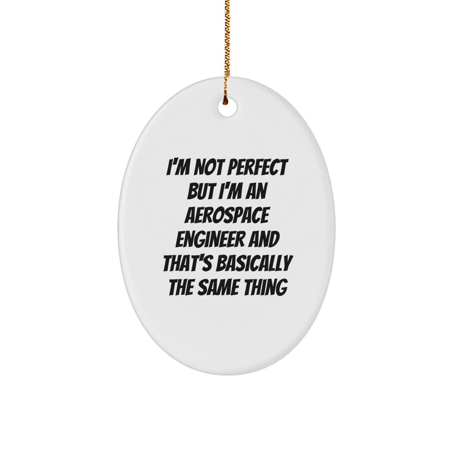 Funny Aerospace Engineer Gifts from Friends for Christmas - 'I'm Not Perfect' Oval Ornament - Image 1