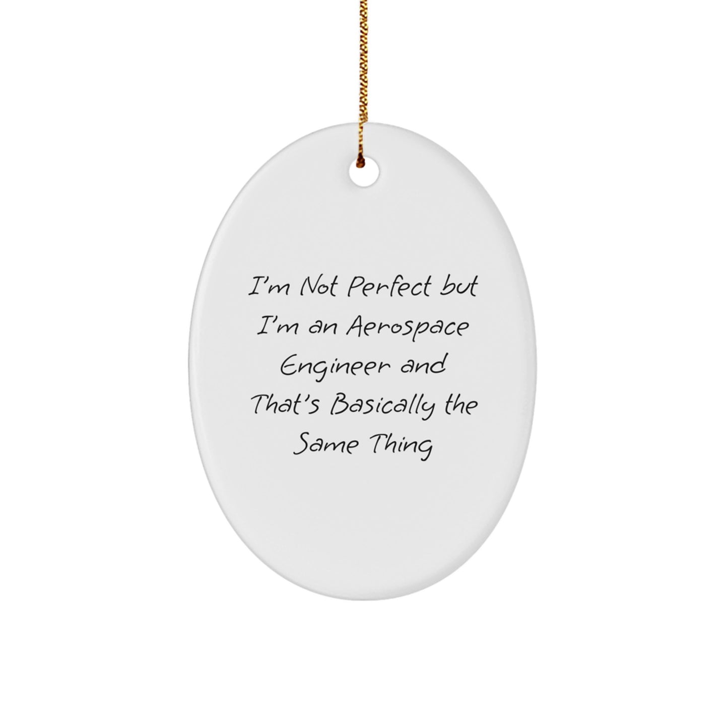Aerospace Engineer Gifts for Him from Friends, I'm Not Perfect Oval Ornament, Funny Christmas Decoration - Image 1