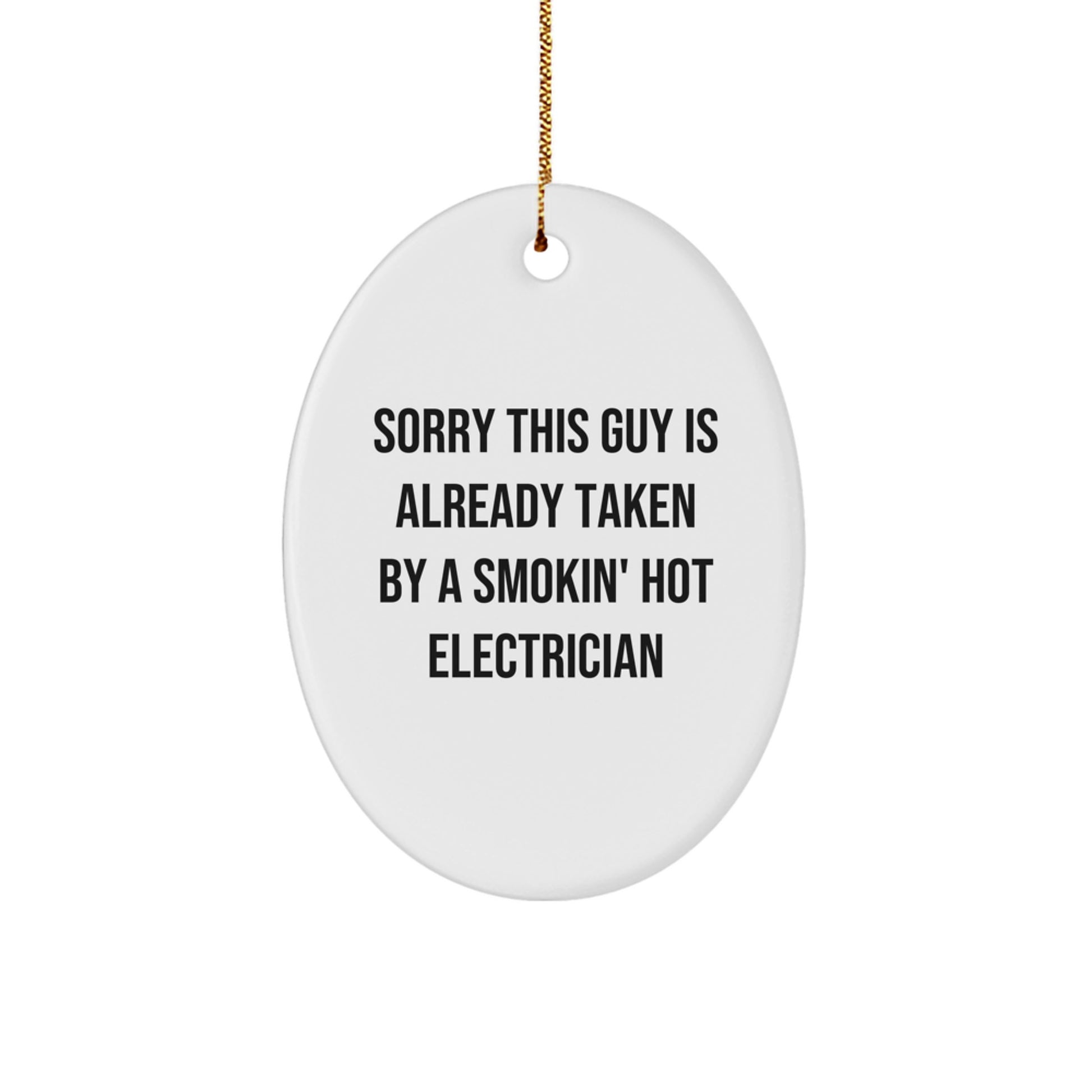 Unique Electrician Gifts for Men, Funny Oval Ornament from Electricians, Christmas Memorable Present for Friends, Durable MDF & High-Gloss Finish - Image 1