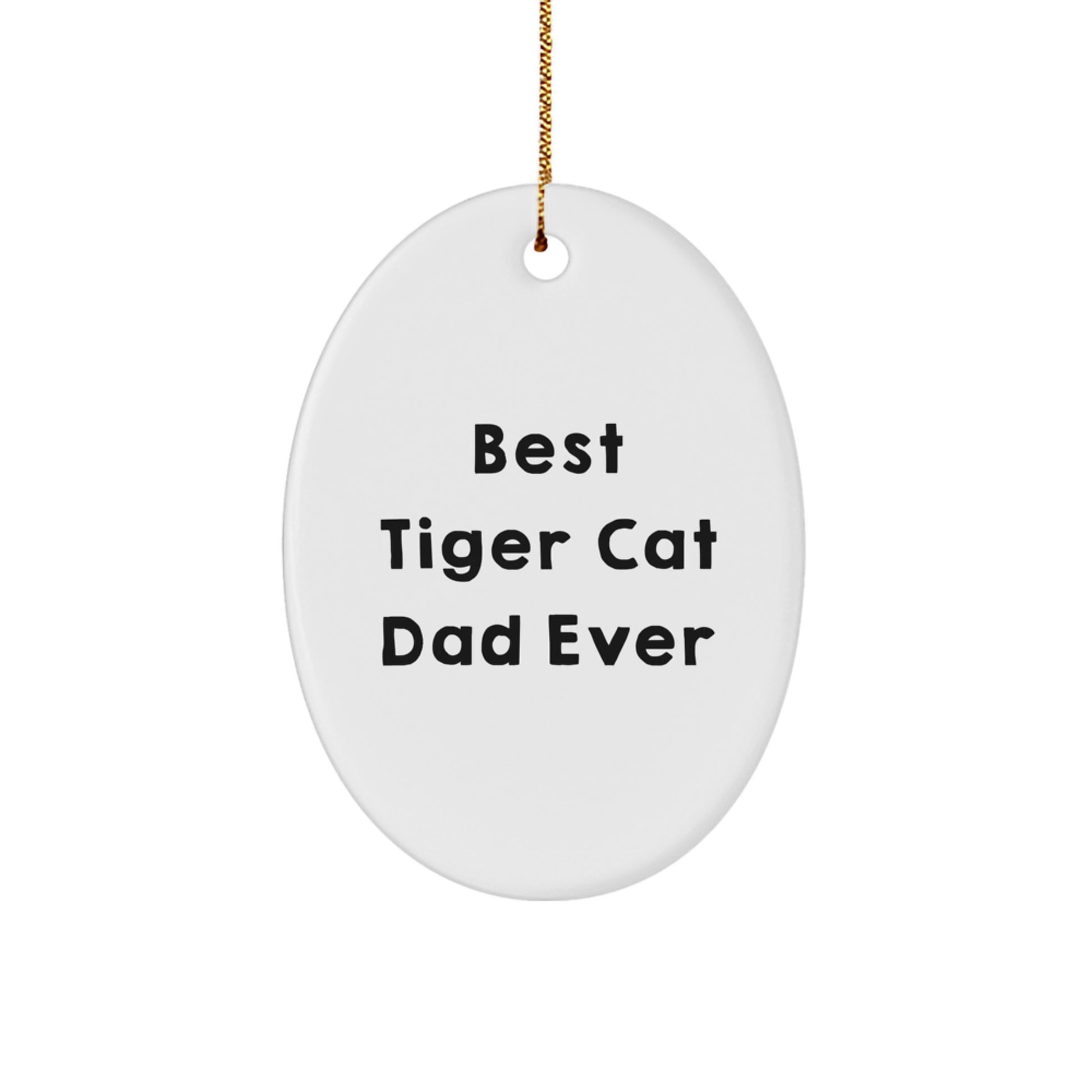 Funny Tiger Cat Dad Gifts from Friends for Christmas Unique Oval Ornament, Best Tiger Cat Dad Ever Quote, Gifts for Tiger Cat Lovers - Image 1