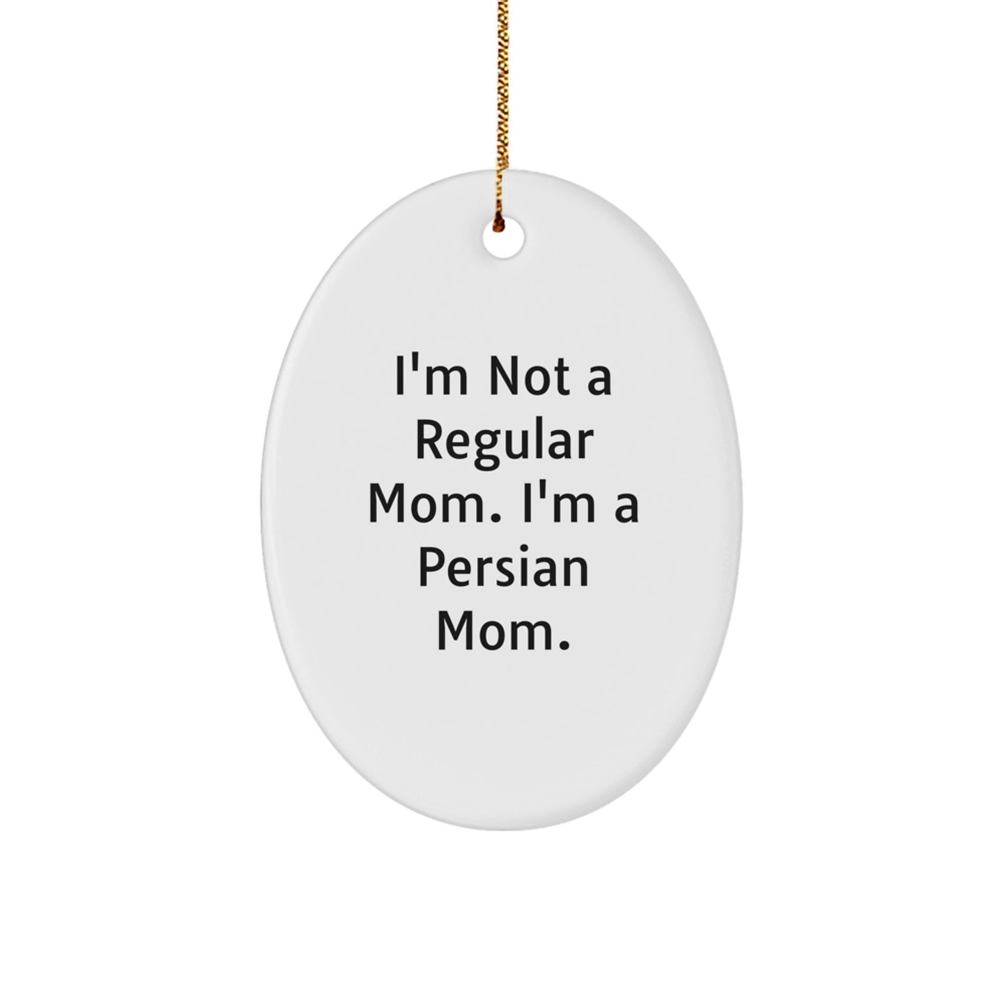 Funny Persian Cat Christmas Oval Ornament Gifts from Mom for Friends Family - Image 1