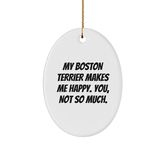 Funny Boston Terrier Dog Oval Ornament, Gifts from Family to Boston Terrier Dog Lover, Christmas Unique Gifts - Image 1