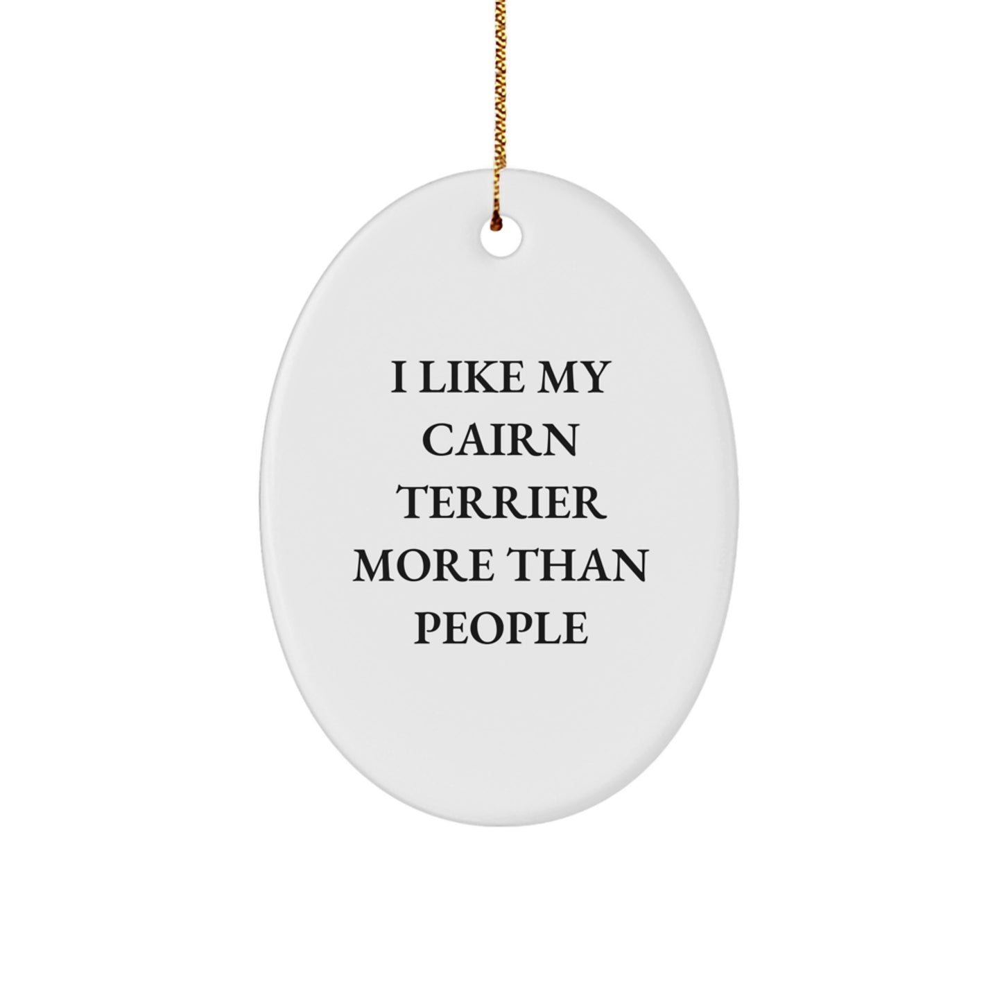 Cairn Terrier Dog Lovers Funny Gifts, I Like My Cairn Terrier More Than People Oval Ornament, Christmas Unique Presents for Friends Family - Image 1