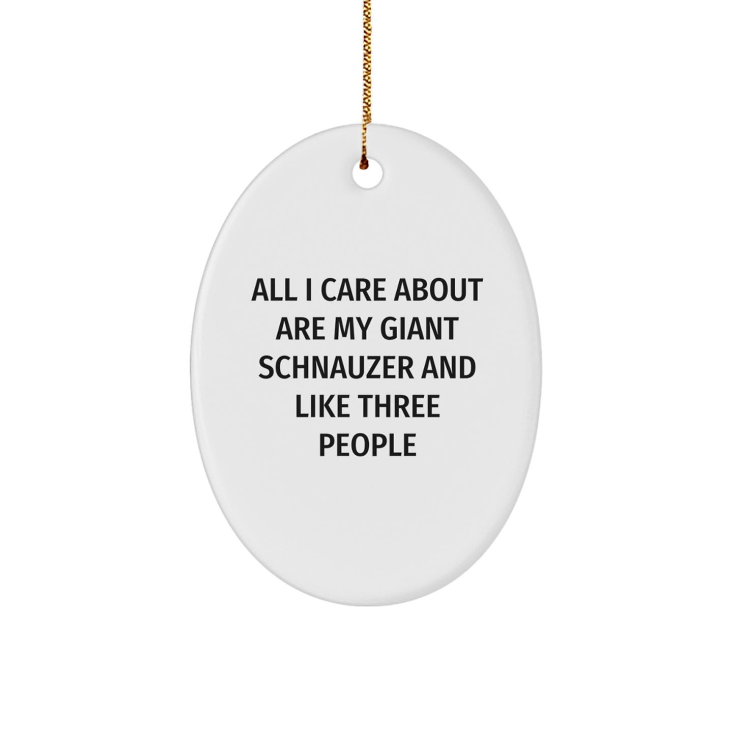 Giant Schnauzer Dog Lovers Gifts from Family, Friends for Men Women Christmas Unique Oval Ornament with Quote 'All I Care About Are My Giant Schnauzer And Like Three People' - Image 1