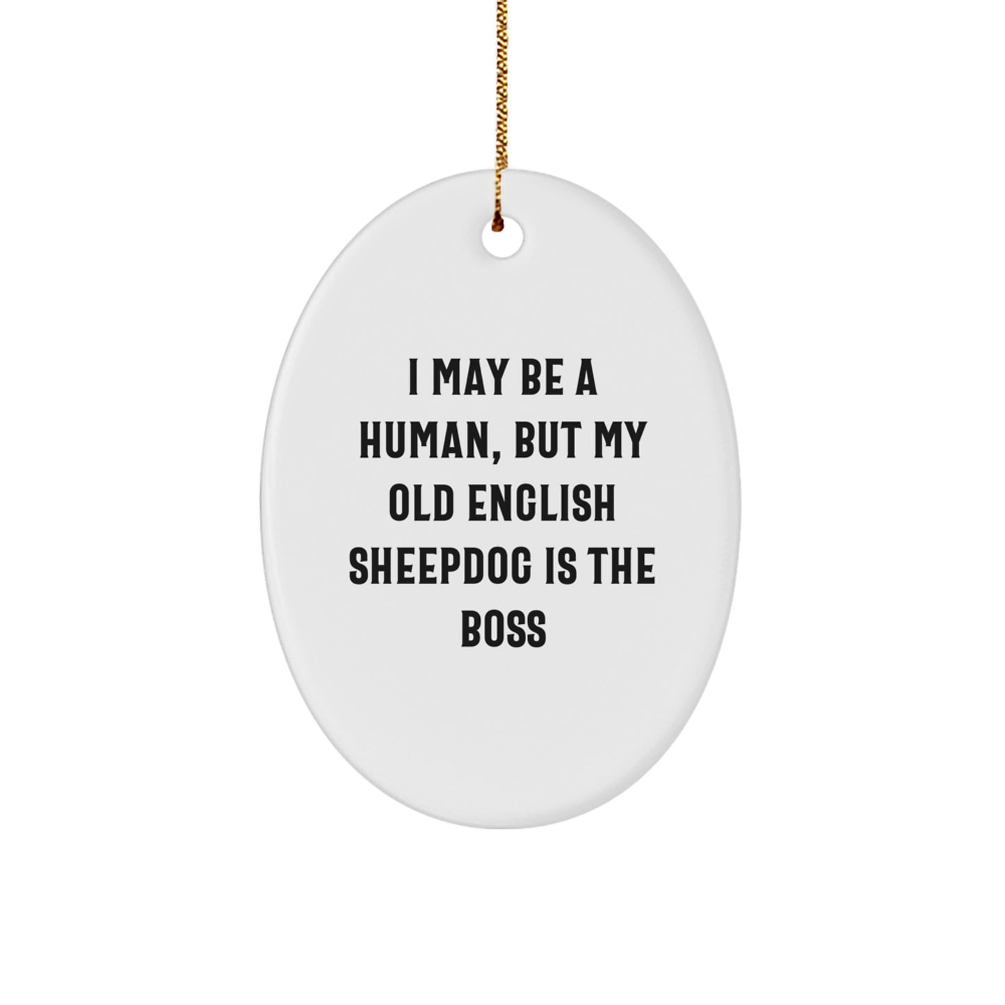 Old English Sheepdog Christmas Oval Ornament Gifts from Family, Friends, and Coworkers for Her, Him, and Dog Lovers - Image 1