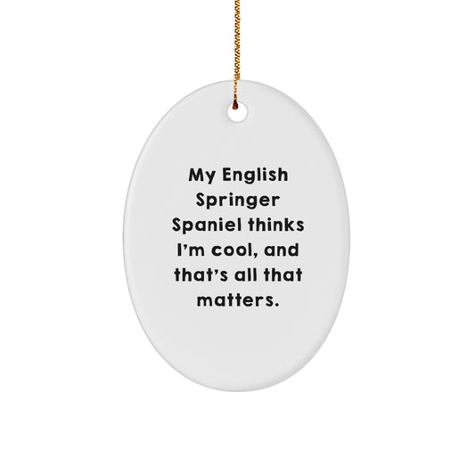 English Springer Spaniel Dog Oval Ornament Gifts from Family, For a Funny and Cute Christmas Memorable Present - Image 1