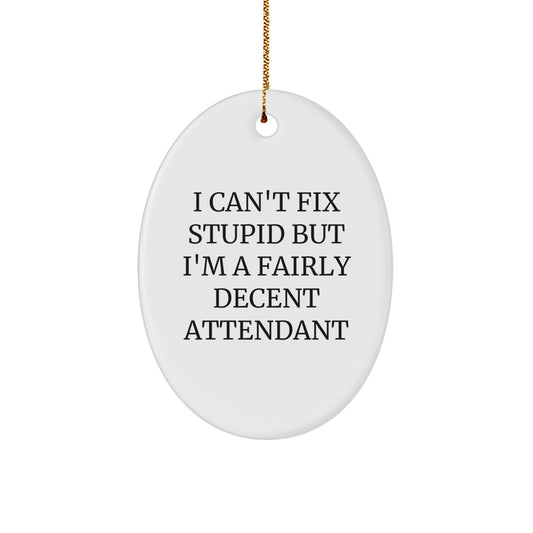 Funny Attendant Gifts from Friends, A Fairly Decent Oval Ornament for Christmas - Image 1