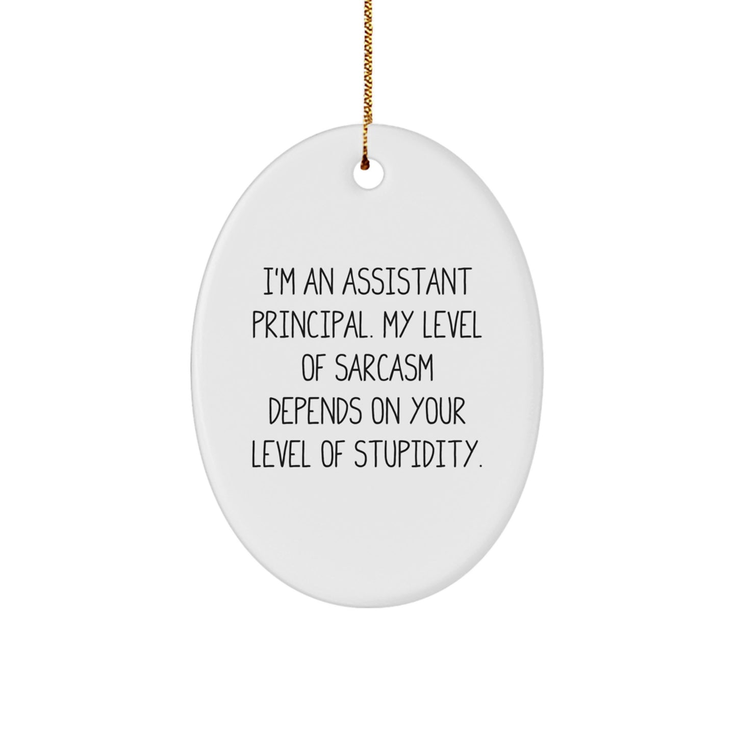 Funny Assistant Principal Gifts Oval Ornament I'm An Assistant Principal Sarcasm Level Depends On Stupidity Gifts from Men Women Friends Coworkers Family for Christmas - Image 1