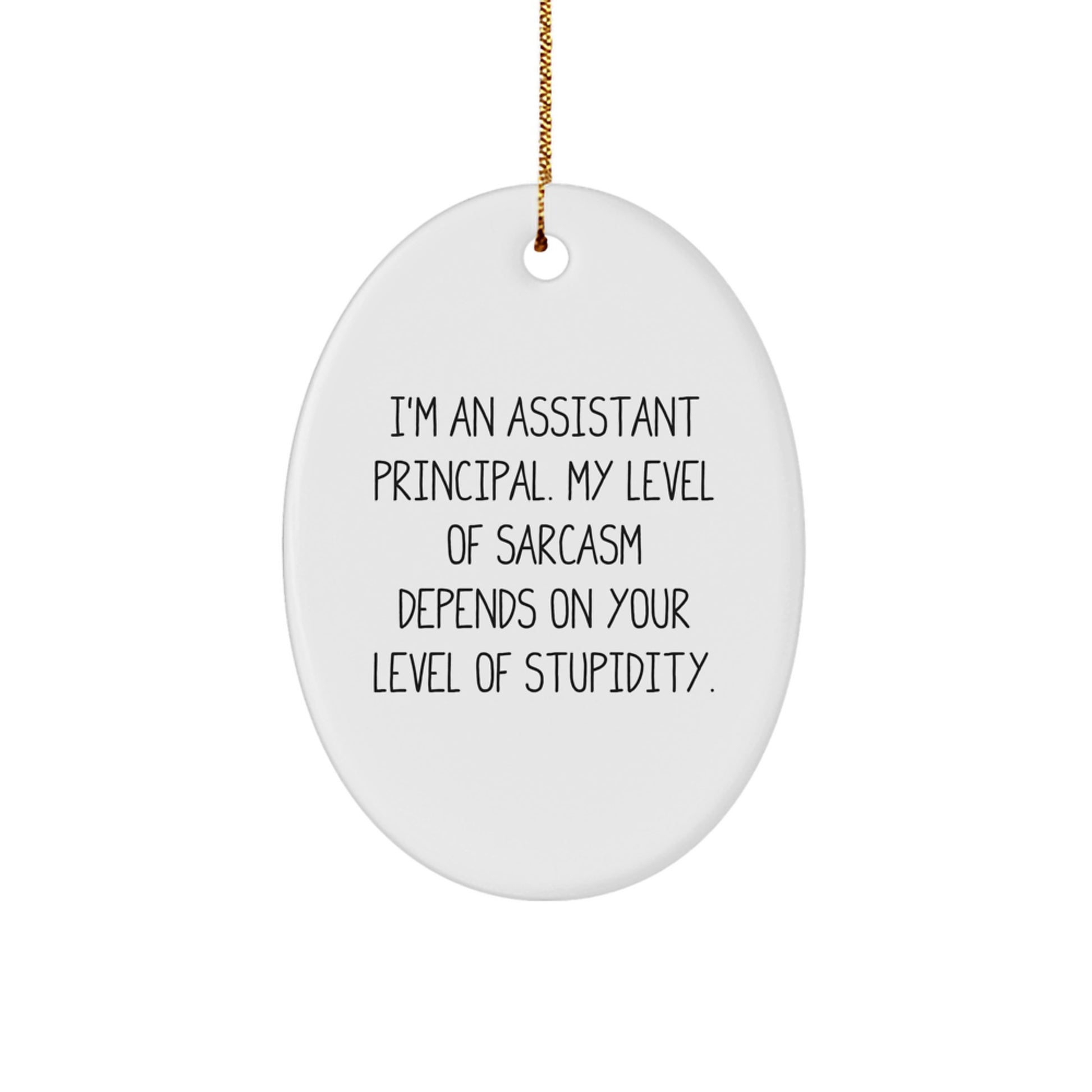 Funny Assistant Principal Gifts Oval Ornament I'm An Assistant Principal Sarcasm Level Depends On Stupidity Gifts from Men Women Friends Coworkers Family for Christmas - Image 1