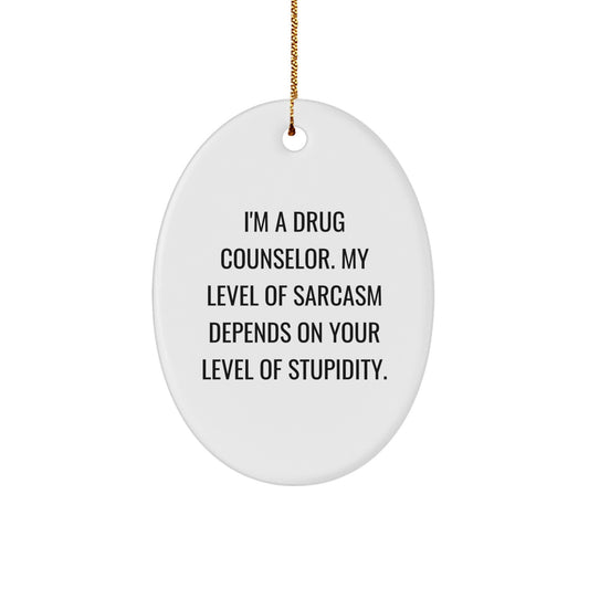 Drug Counselor Oval Ornament, Funny Sarcasm Christmas Unique Gifts from Friends for Coworkers, Oval Decorations for Drug Counselor Men Women, Unique Christmas Unique Gifts - Image 1