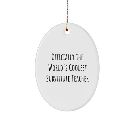 Funny Christmas Unique Gifts for Substitute Teacher - Oval Ornament,  - Image 1