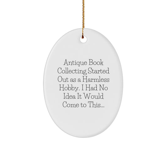 Funny Antique Book Collecting Gifts for Men from Friends - Oval Ornament for Christmas Unique Gifts - Image 1