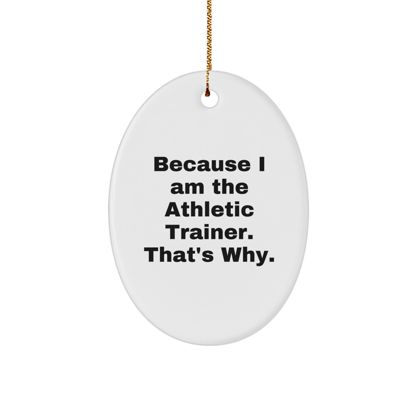 Funny Athletic Trainer Gifts from Friends for Christmas Unique Oval Ornaments Because I Am The Athletic Trainer That's Why. - Image 1