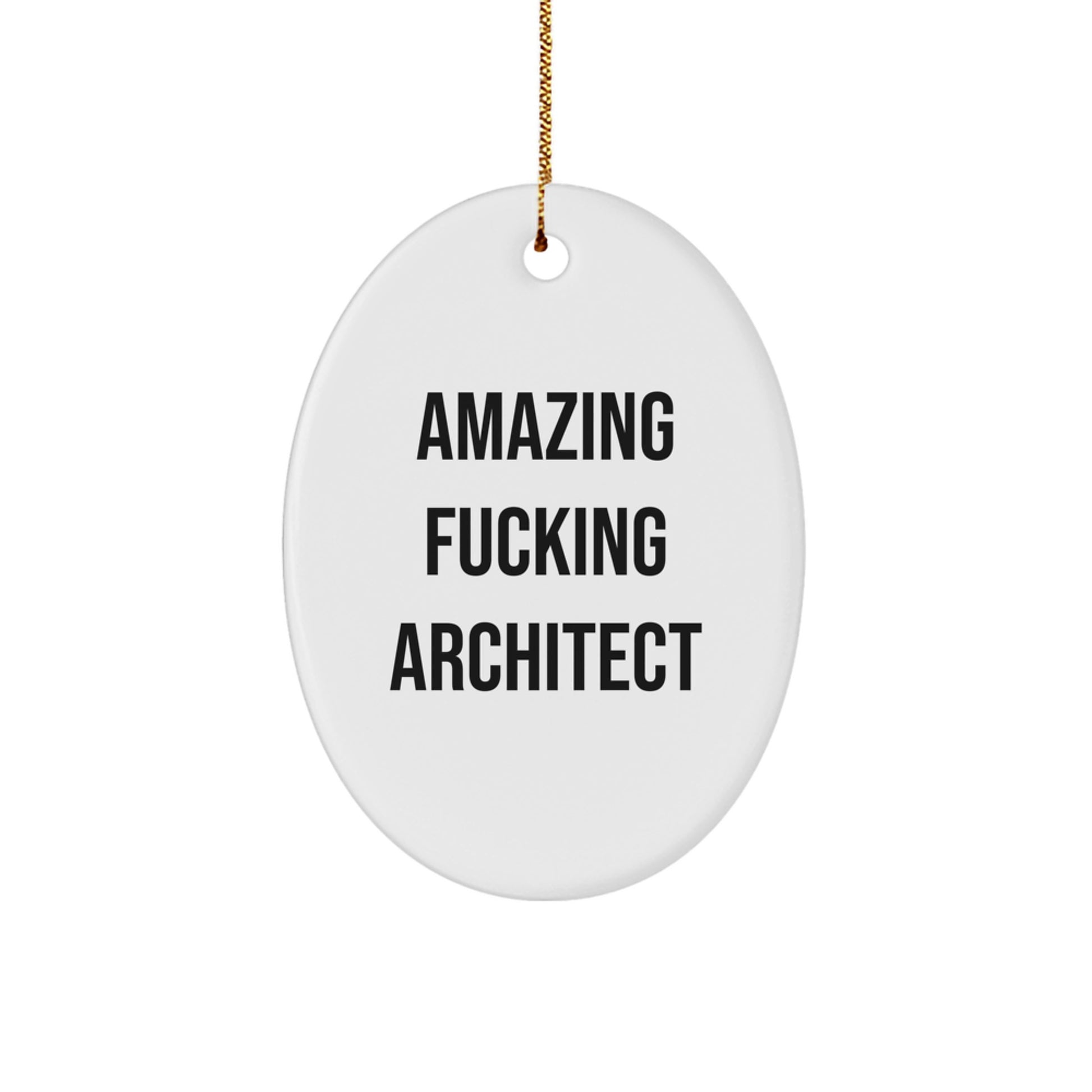 Funny Architect Gifts from Men to Friends, Oval Ornament Amazing 'F--king Architect' Design, Christmas Unique Presents - Image 1