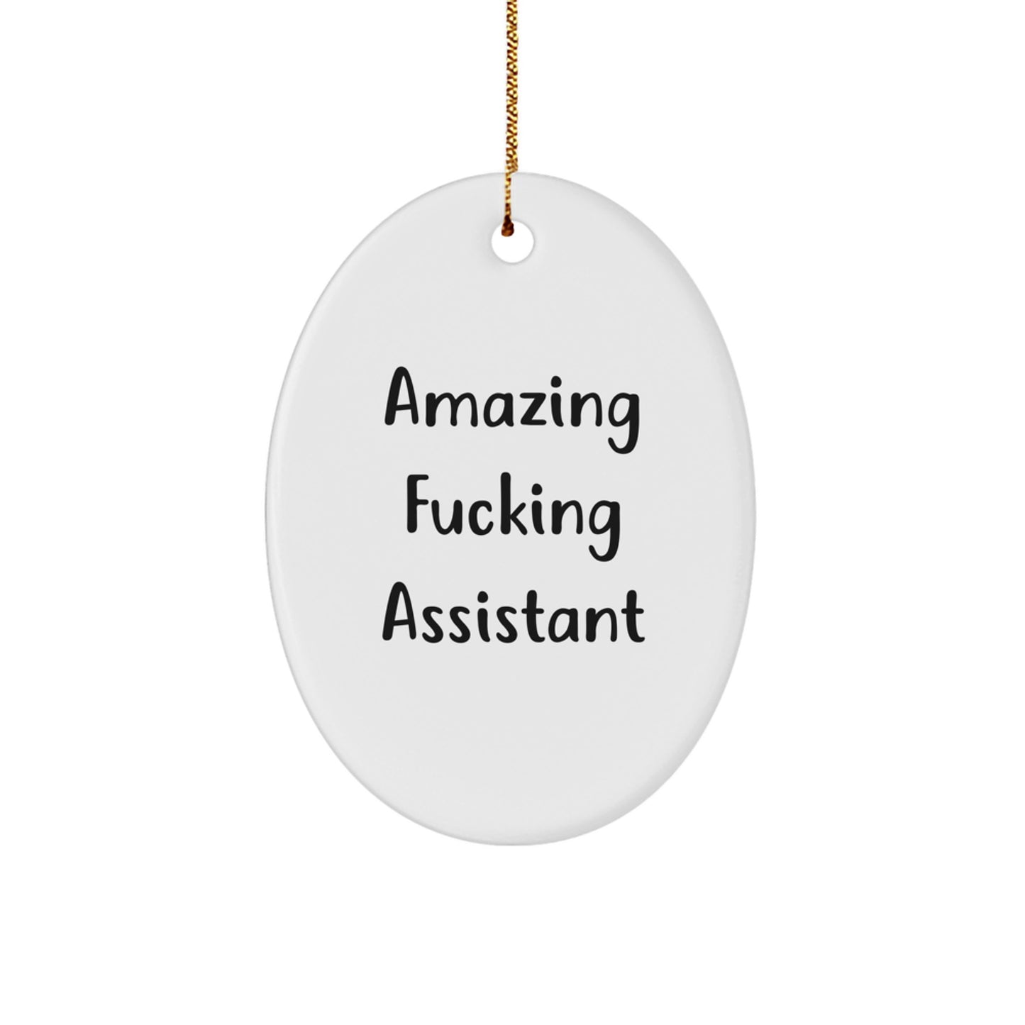 Funny Assistant Gifts for Men, Cute Oval Ornament with Inspirational Quote 'Amazing F--king Assistant', Perfect Christmas Unique Gifts from Friends to Coworkers - Image 1