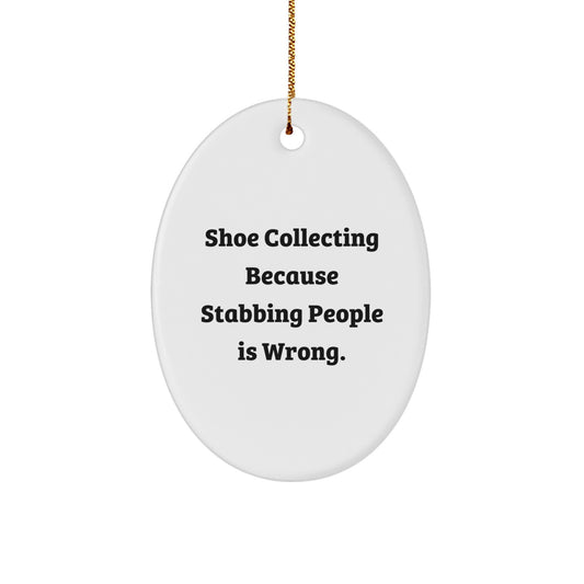 Funny Shoe Collecting Oval Ornament for Men, Unique Christmas Unique Gifts from Friends, Family or Coworkers, Oval Decoration for Shoe Collecting Enthusiasts - Image 1