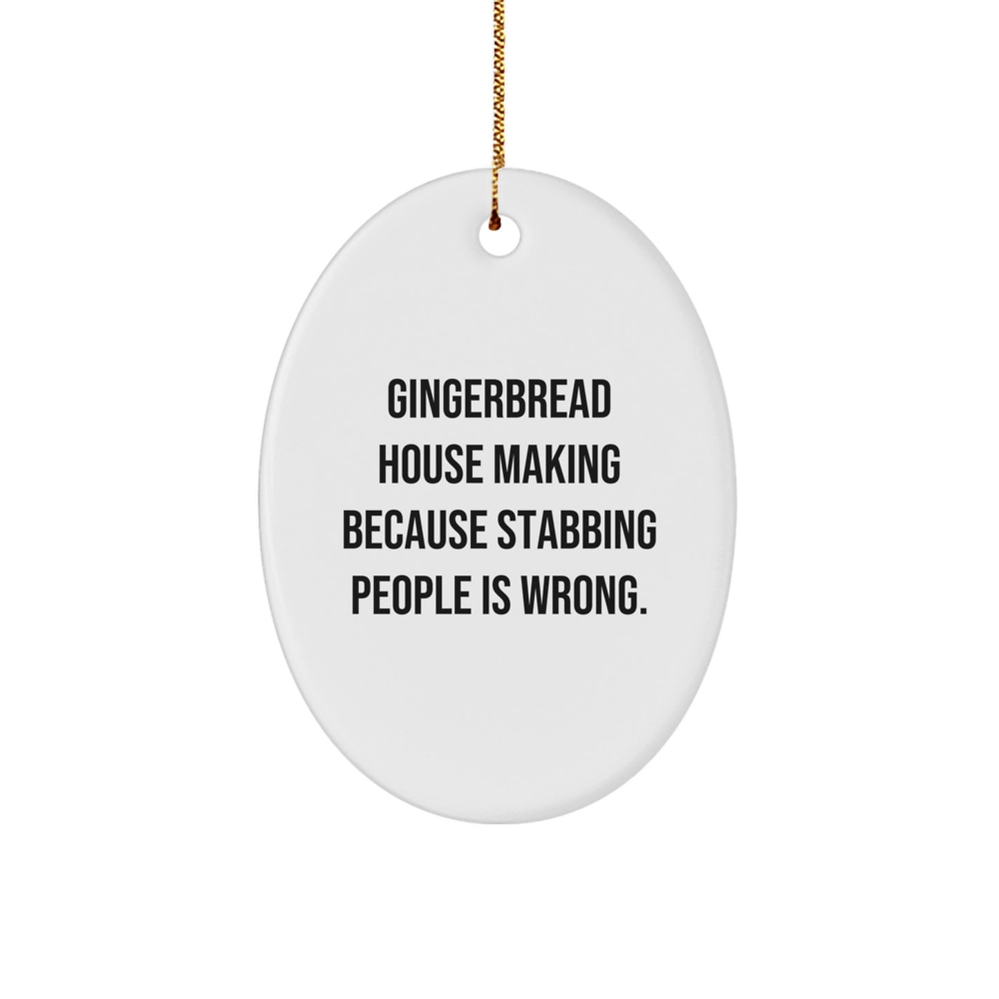 Funny Gingerbread House Making Gifts from Men to Friends Oval Ornament Christmas Unique Decorations - Image 1