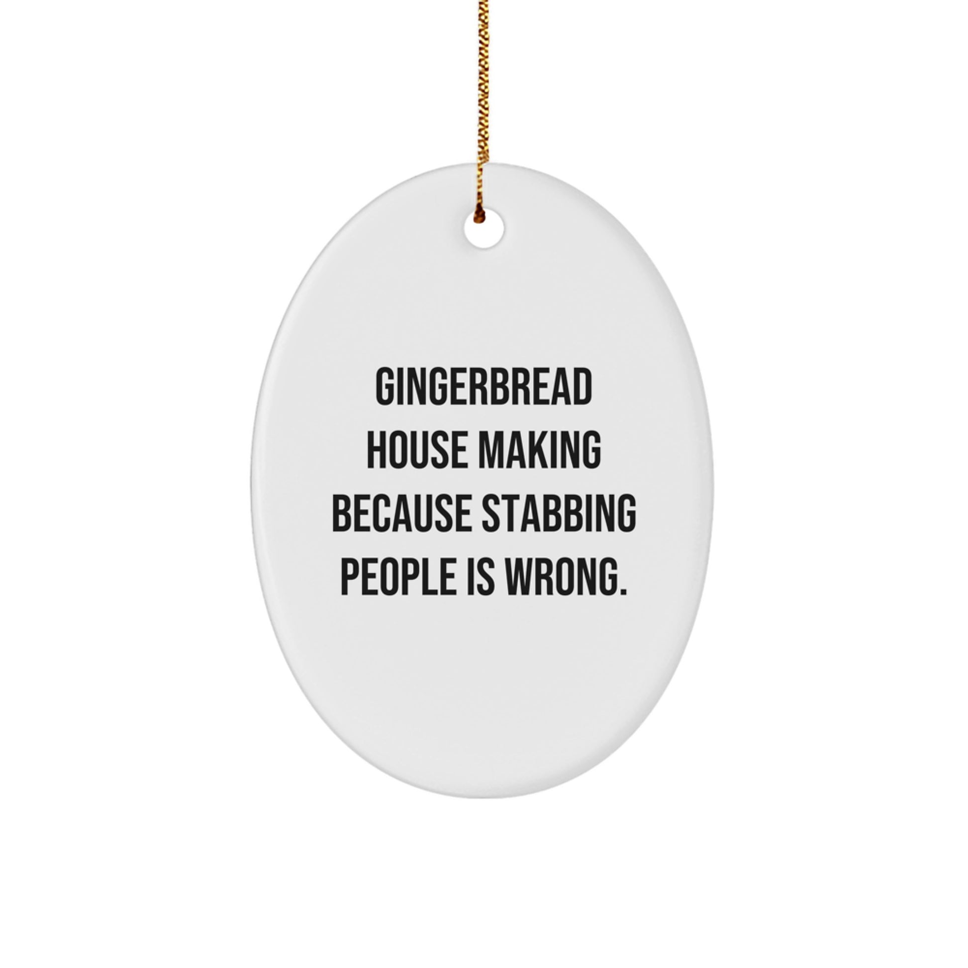 Funny Gingerbread House Making Gifts from Men to Friends Oval Ornament Christmas Unique Decorations - Image 1