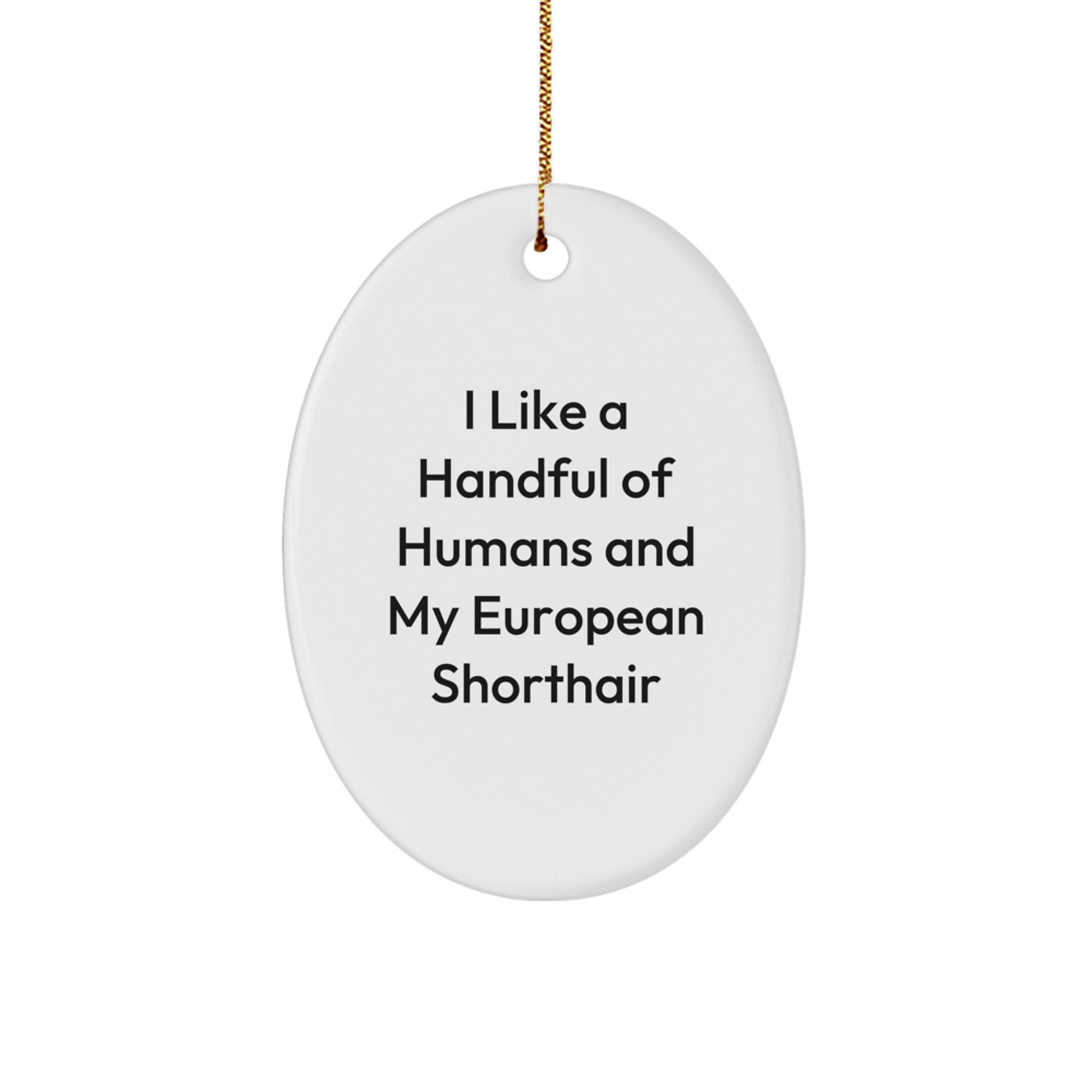Funny European Shorthair Cat Gifts for Men Women Friends Family - Oval Ornament, I Like A Handful Of Humans And My European Shorthair, Christmas Unique Presents from Friends Family - Image 1