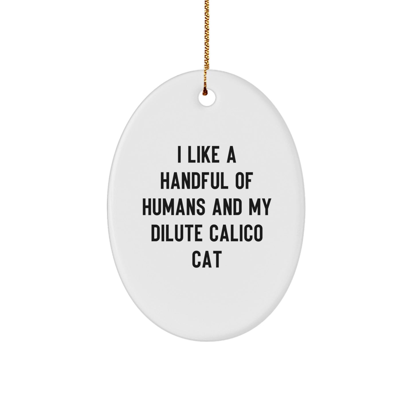 Funny Dilute Calico Cat Lover Gifts from Men to Friends for Dilute Calico Cat Enthusiasts - Unique Christmas Oval Ornament, A Handful of Humans Quote - Image 1