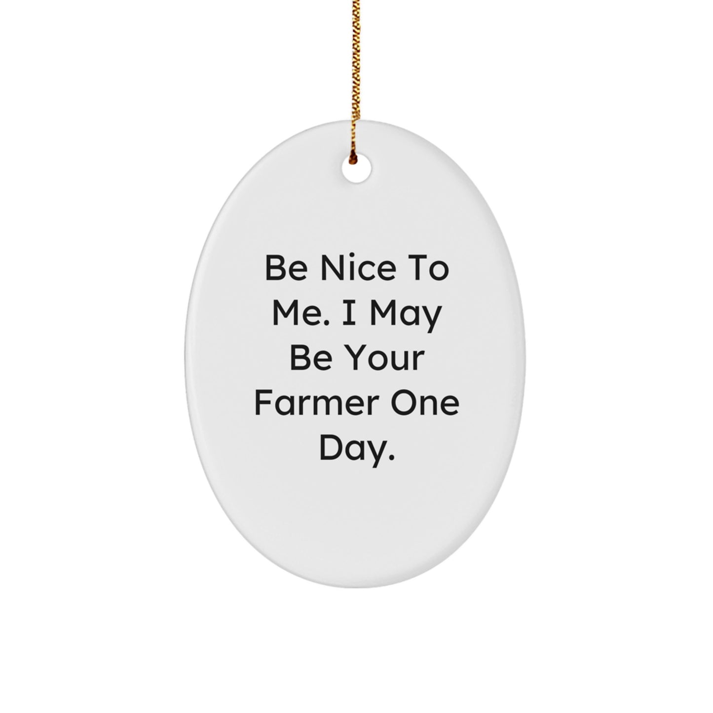 Funny Farmer Gifts from Friends, Cute Oval Ornament for Farmer Men, Christmas Unique Gifts from Family - Image 1