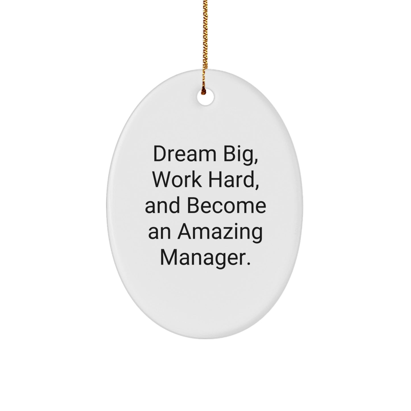 Funny Inspirational Gifts from Men to Manager Friends Christmas Unique Oval Ornament Dreams Big - Image 1