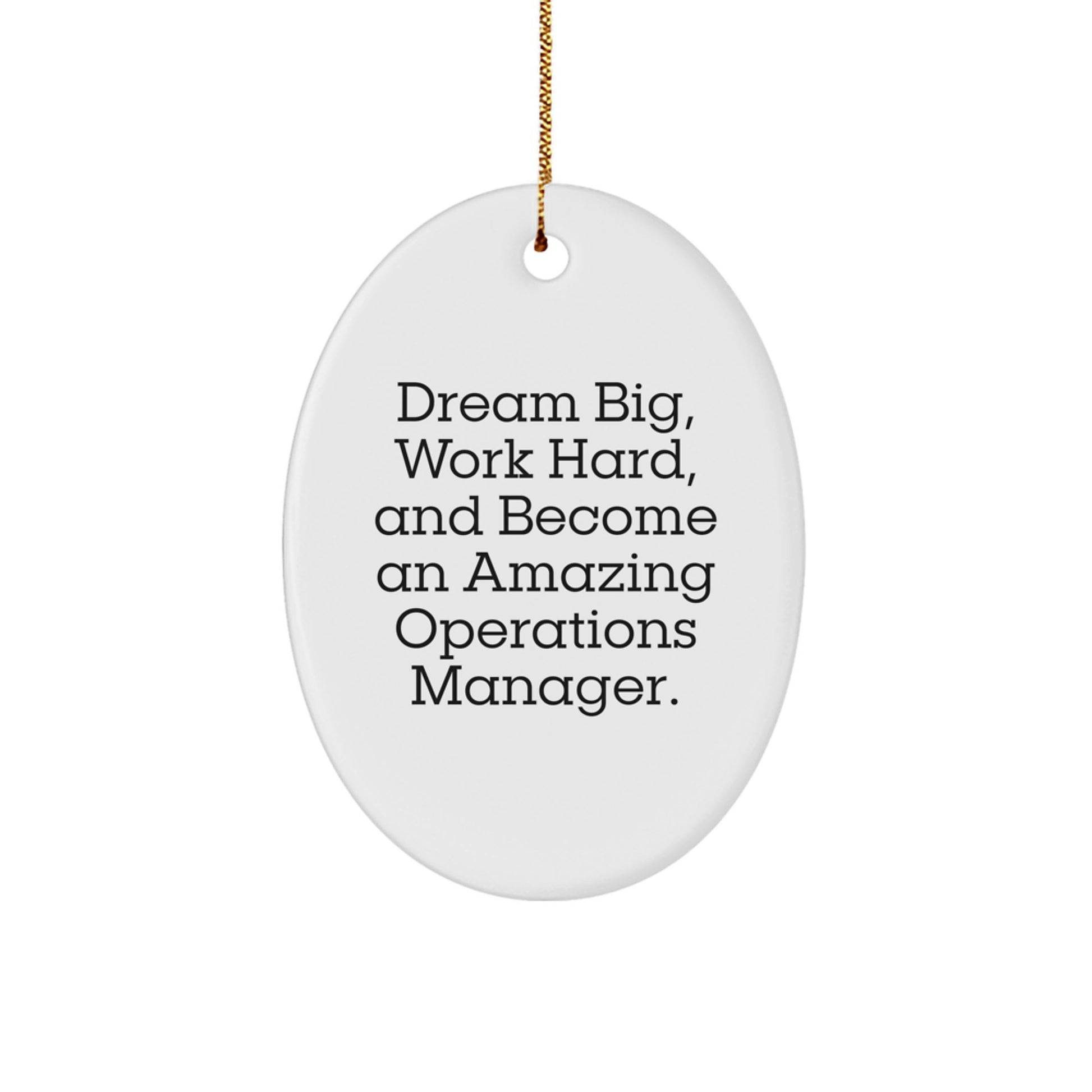 Inspiring Operations Manager Gifts from Family - Oval Ornament with 'Dream Big, Work Hard, And Become An Amazing Operations Manager.' Quote for Christmas - Image 1