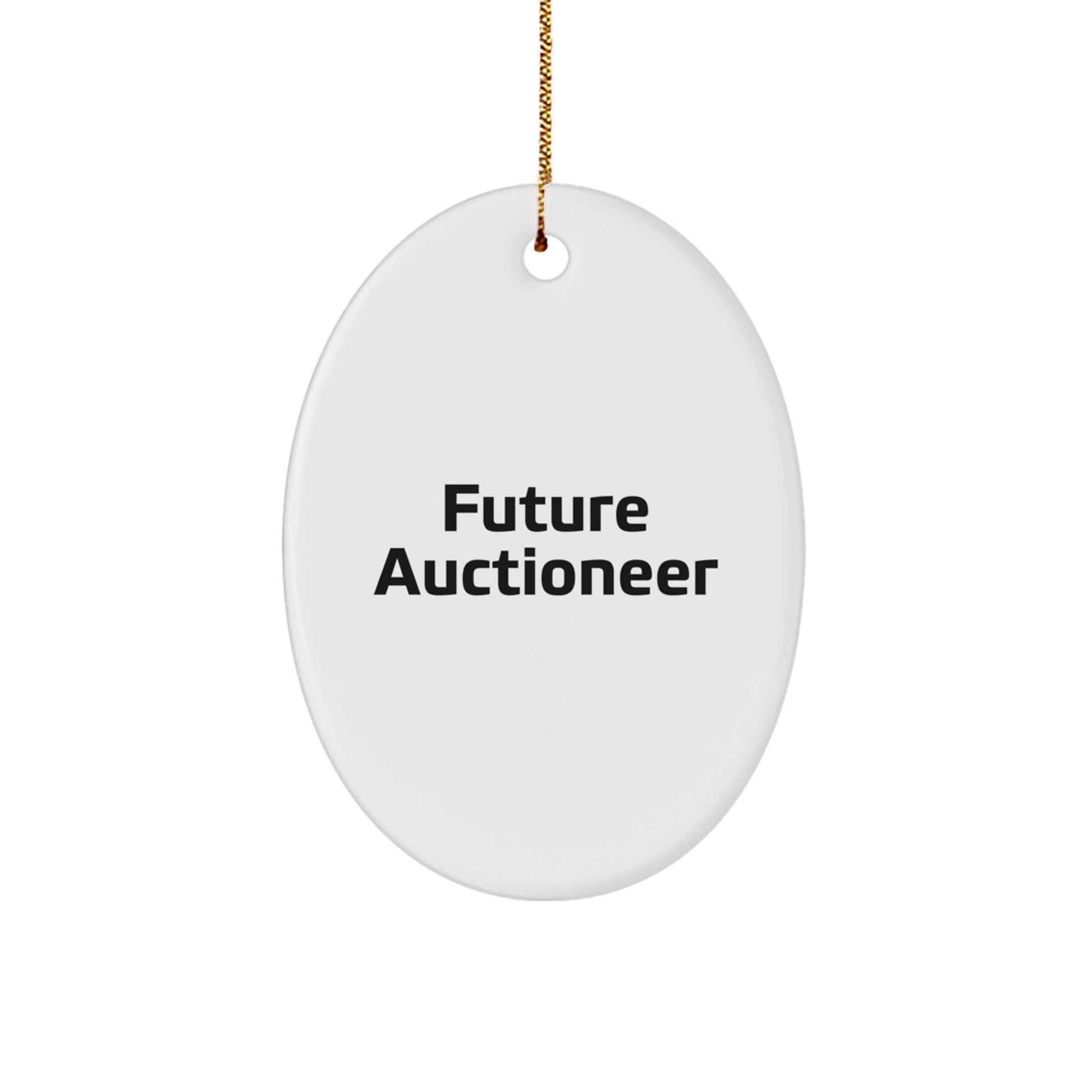 Funny Future Auctioneer Oval Ornament, Gifts from Family for Christmas Unique Gifts, Inspirational Quote, Oval Shaped, Durable MDF and High-Gloss Finish - Image 1