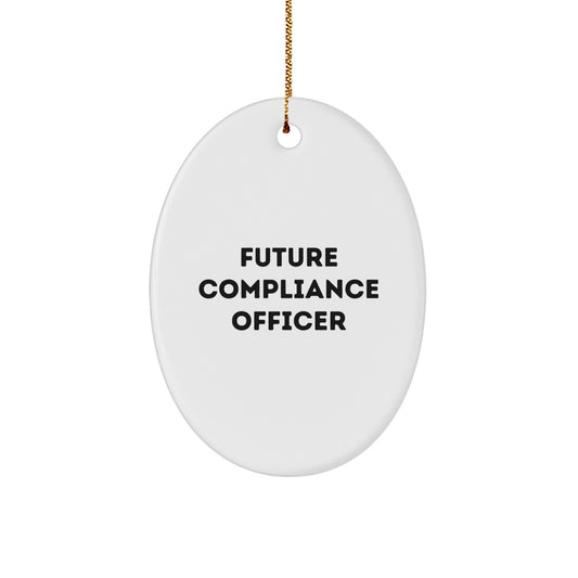 Funny Future Compliance Officer Quotes Oval Ornament Gifts from Friends, Compliance Officer Gifts for Compliance Officer, Christmas Unique Gifts - Image 1