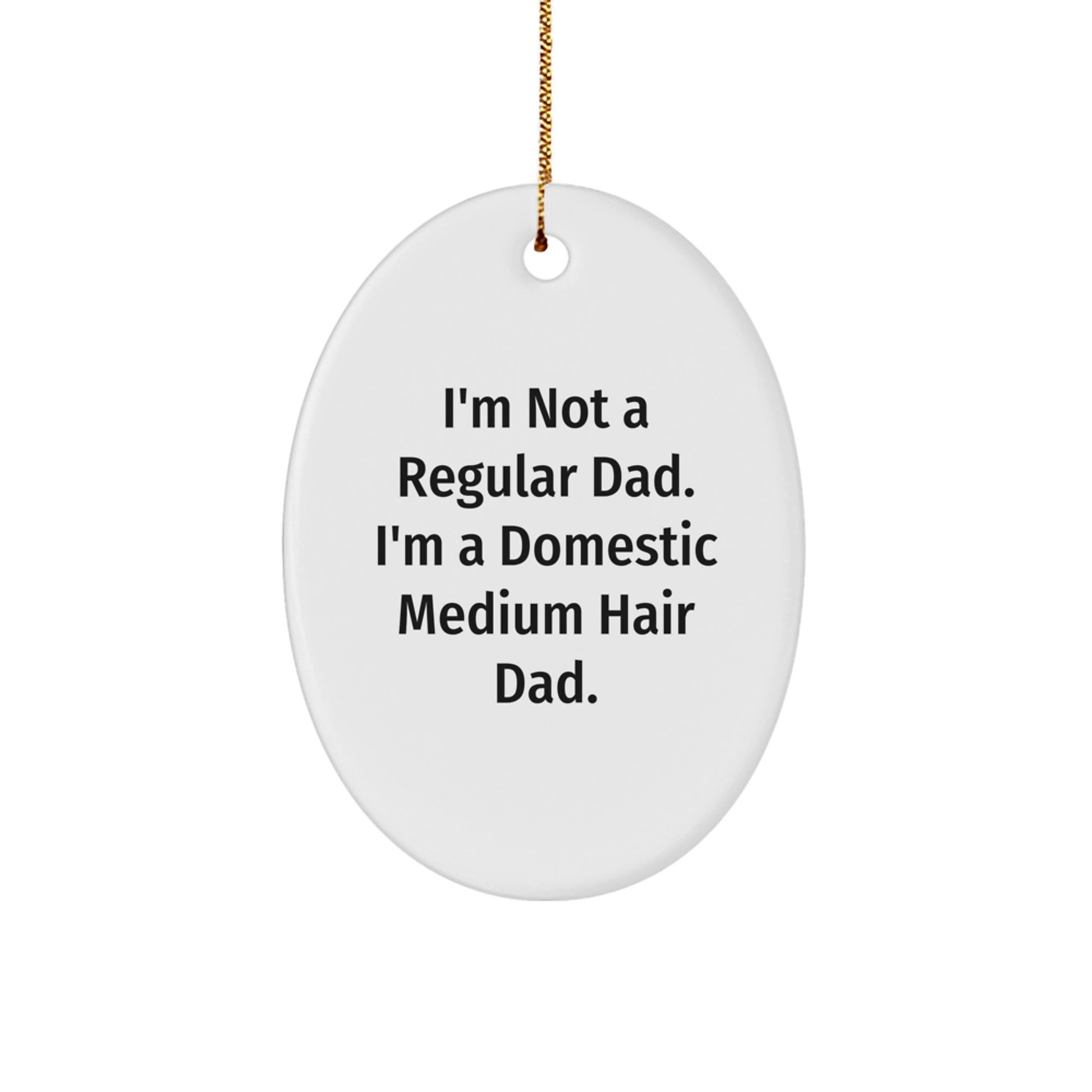Domestic Medium Hair Dad Oval Ornament, Funny Gifts from Men to Domestic Medium Hair, Unique Christmas Unique Gifts for Family - Image 1