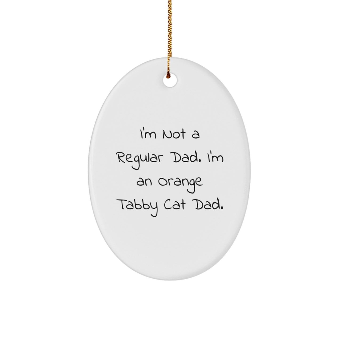 Orange Tabby Cat Dad Gifts, Funny Oval Ornament, Christmas Unique Gifts from Family for Orange Tabby Cat Lovers - Image 1