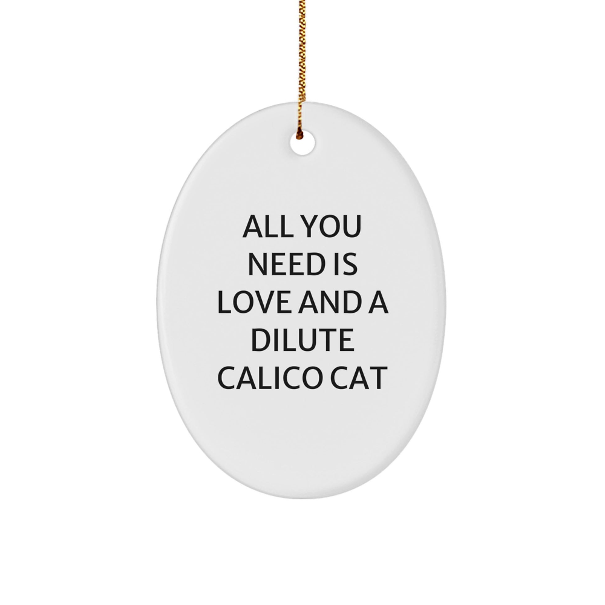 Fun Dilute Calico Cat Oval Ornament Gifts from Family, Friends, and Coworkers for Dilute Calico Cat Lovers on Christmas - Image 1