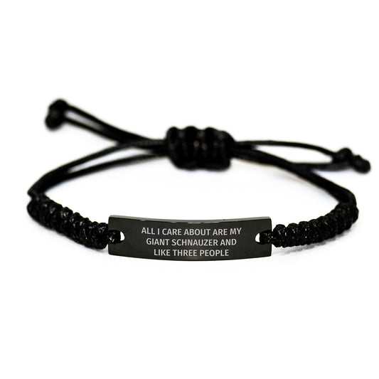 Funny Giant Schnauzer Dog Gifts - Rope Bracelet with Engraved Quote for Birthday from Friends to Family - Image 1