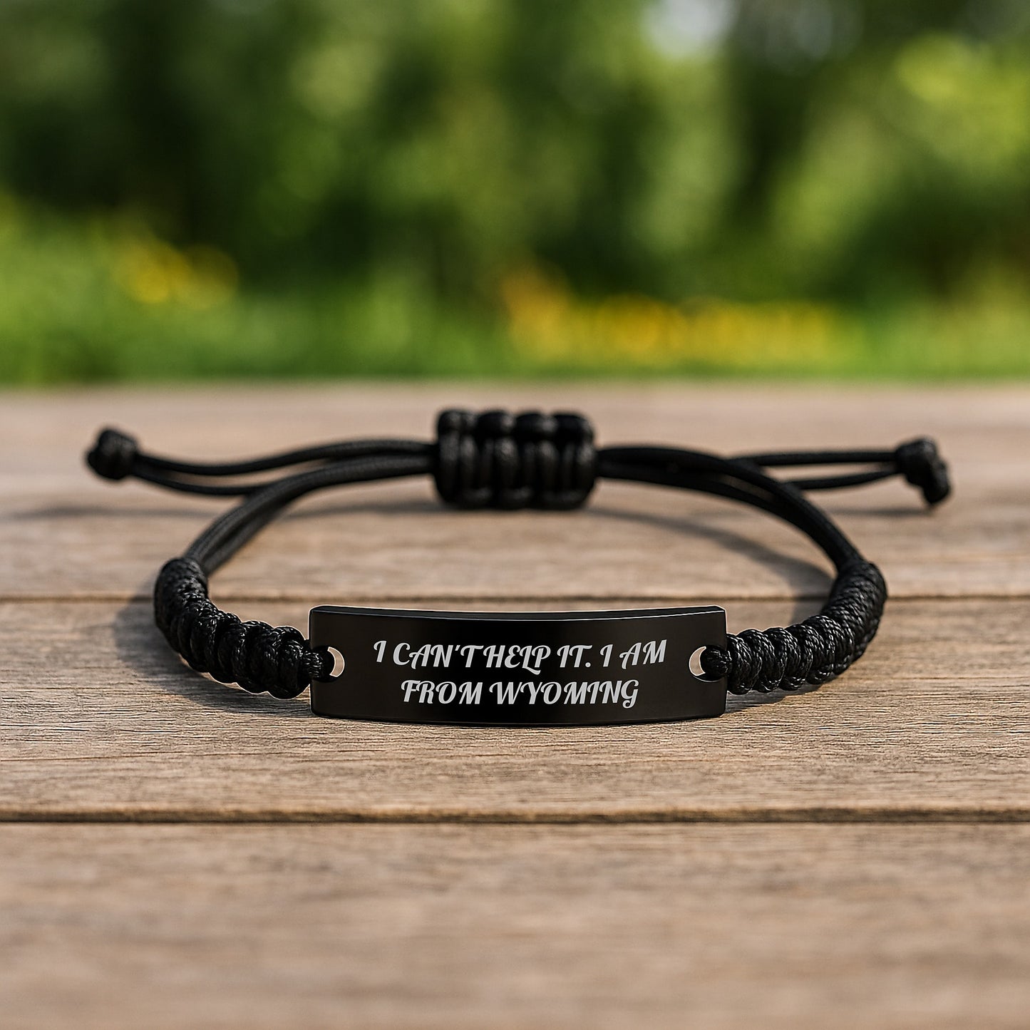 Wyoming Proud Rope Bracelet, 'I Can't Help It. I Am From Wyoming' Quote, Adjustable Gift for Men and Women from Friends and Family - Image 2