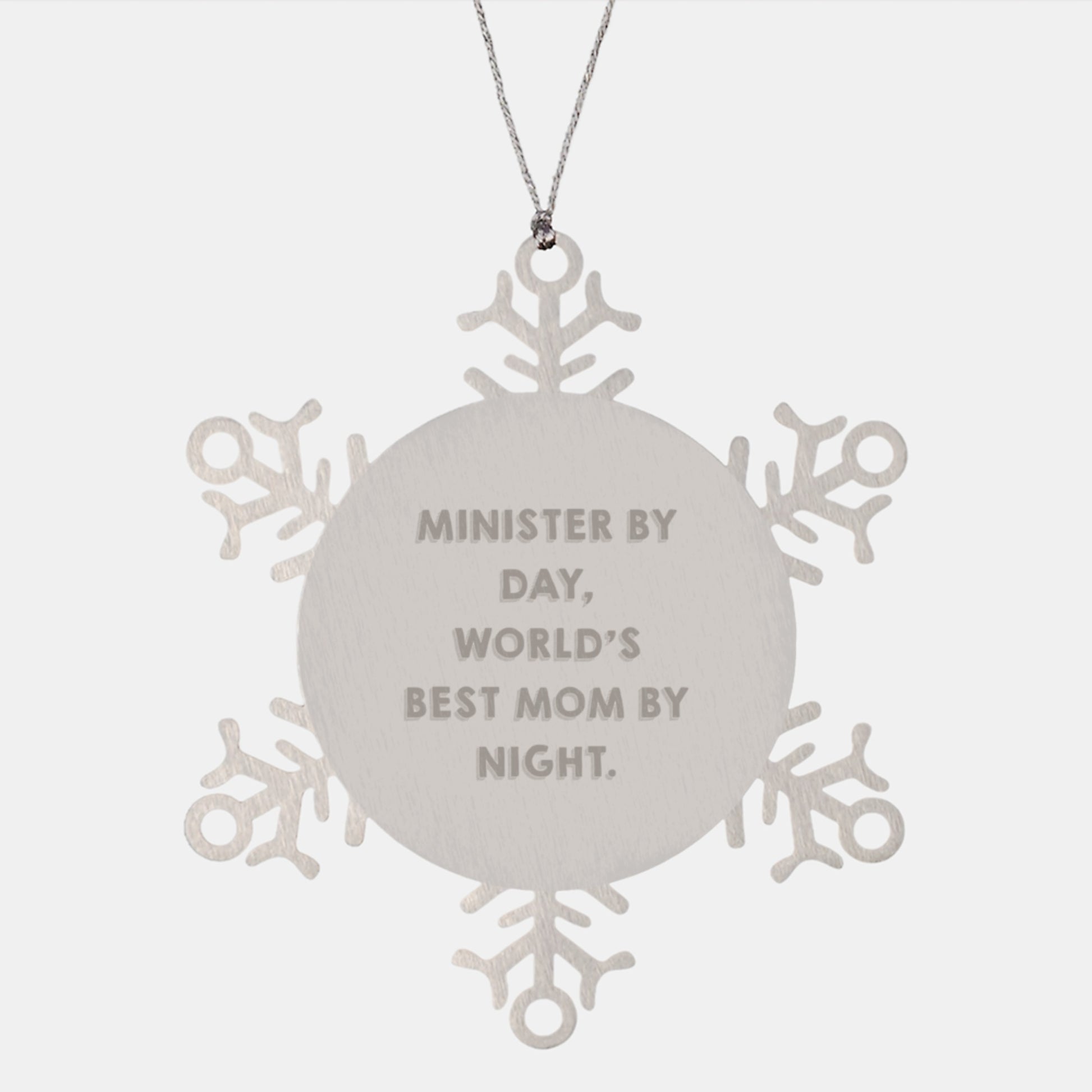 Minister Gifts, Funny Snowflake Ornament, 'Minister By Day, World's Best Mom By Night.' Christmas Unique Gifts from Friends - Image 1