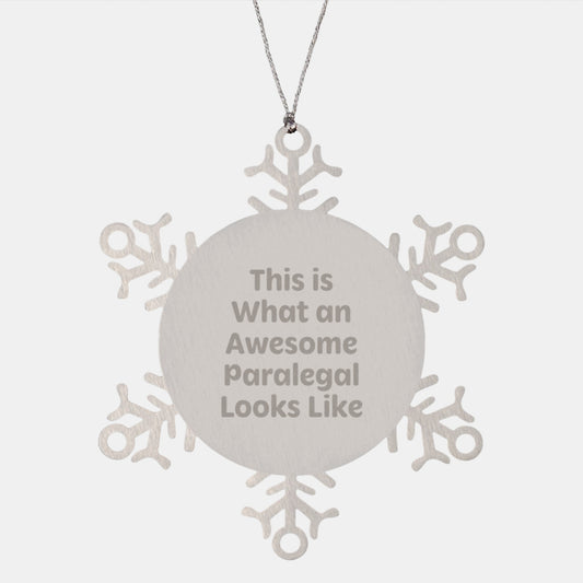 Paralegal Gifts from Friends, Cute Snowflake Ornament for Christmas, Inspirational Quote 'This Is What An Awesome Paralegal Looks Like', Gifts for Paralegal - Image 1