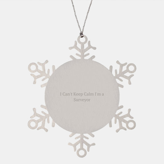 Funny Surveyor Gifts for Men - I Can't Keep Calm, Snowflake Ornament, Christmas Unique Gifts from Friends - Image 1