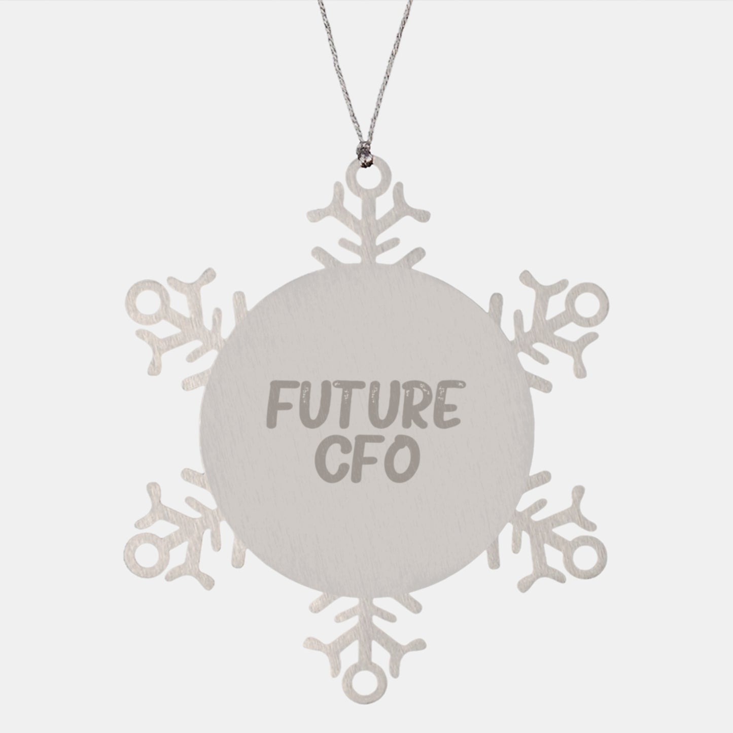 Funny Future CFO Snowflake Ornament Gifts from Friends and Family for Men and Women, 'A Snowflake Can Melt the Coldest of Hearts', Stainless Steel, 3.14 inches - Image 1