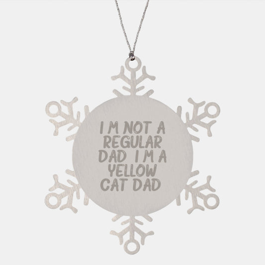 Yellow Cat Dad Snowflake Ornaments Gifts from Friends, Family, Coworkers for Christmas Unique Gifts - Image 1