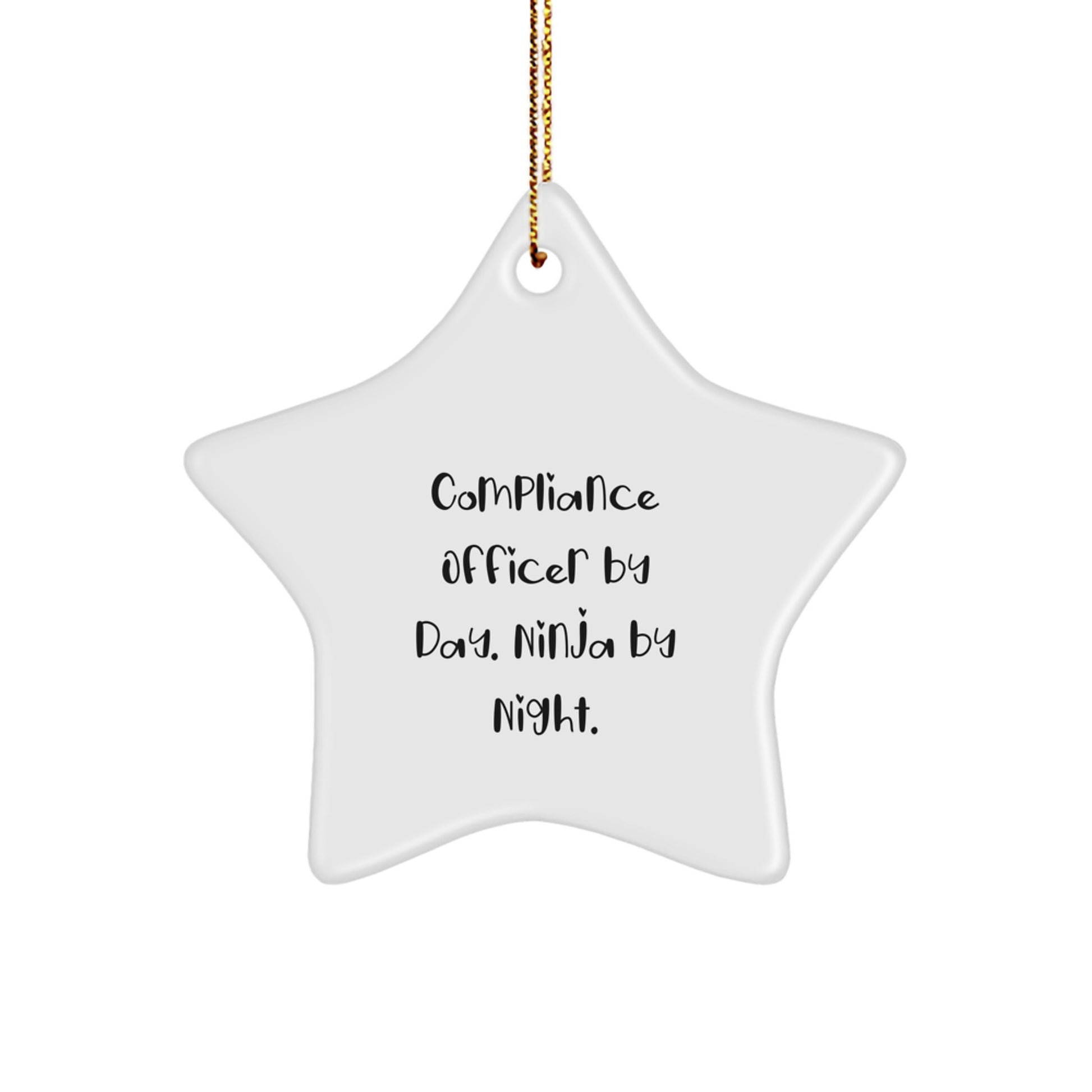 Compliance Officer Gifts, Fun Star Ornament - 'Compliance Officer By Day. Ninja By Night.' Christmas Decor - Image 1