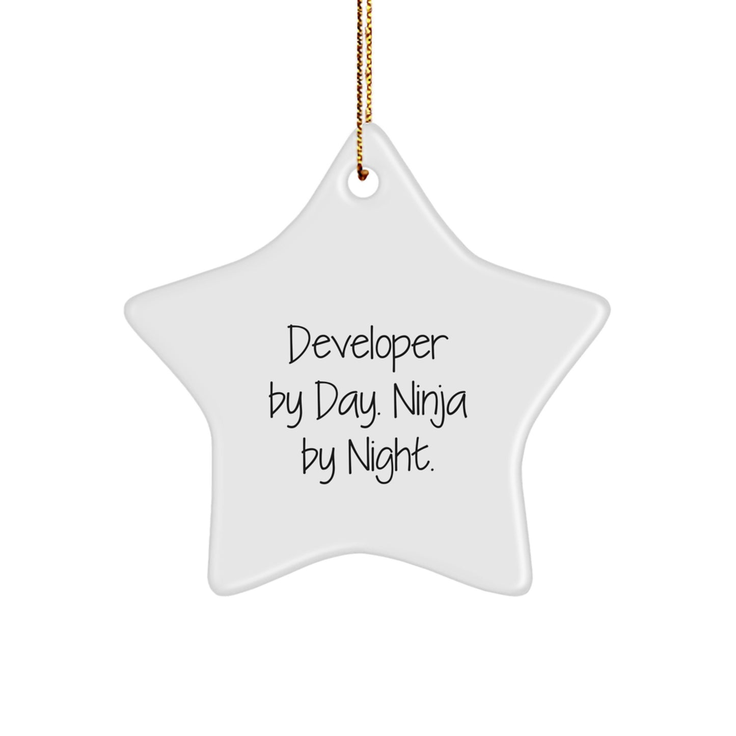 Developer Star Ornament - Funny Quote Gifts from Friends for Men, Unique Christmas Unique Gifts for Developer, White Star Shaped MDF - Image 1