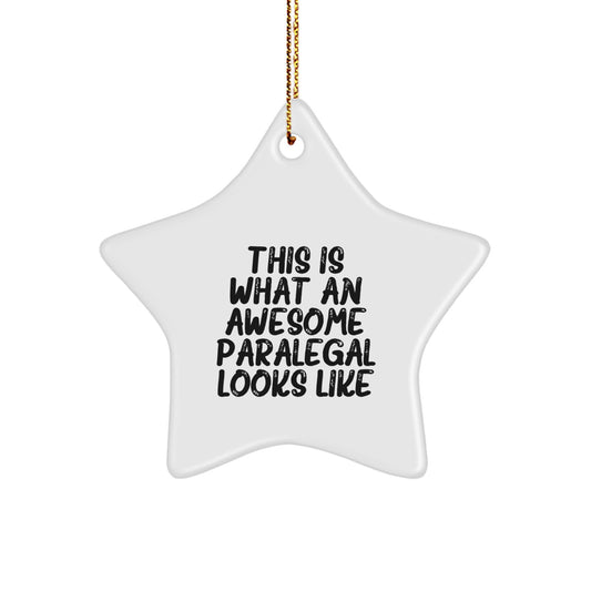 Funny Paralegal Gifts from Friends, This Is What An Awesome Paralegal Looks Like, Star Ornament for Paralegal, Christmas Unique Presents - Image 1